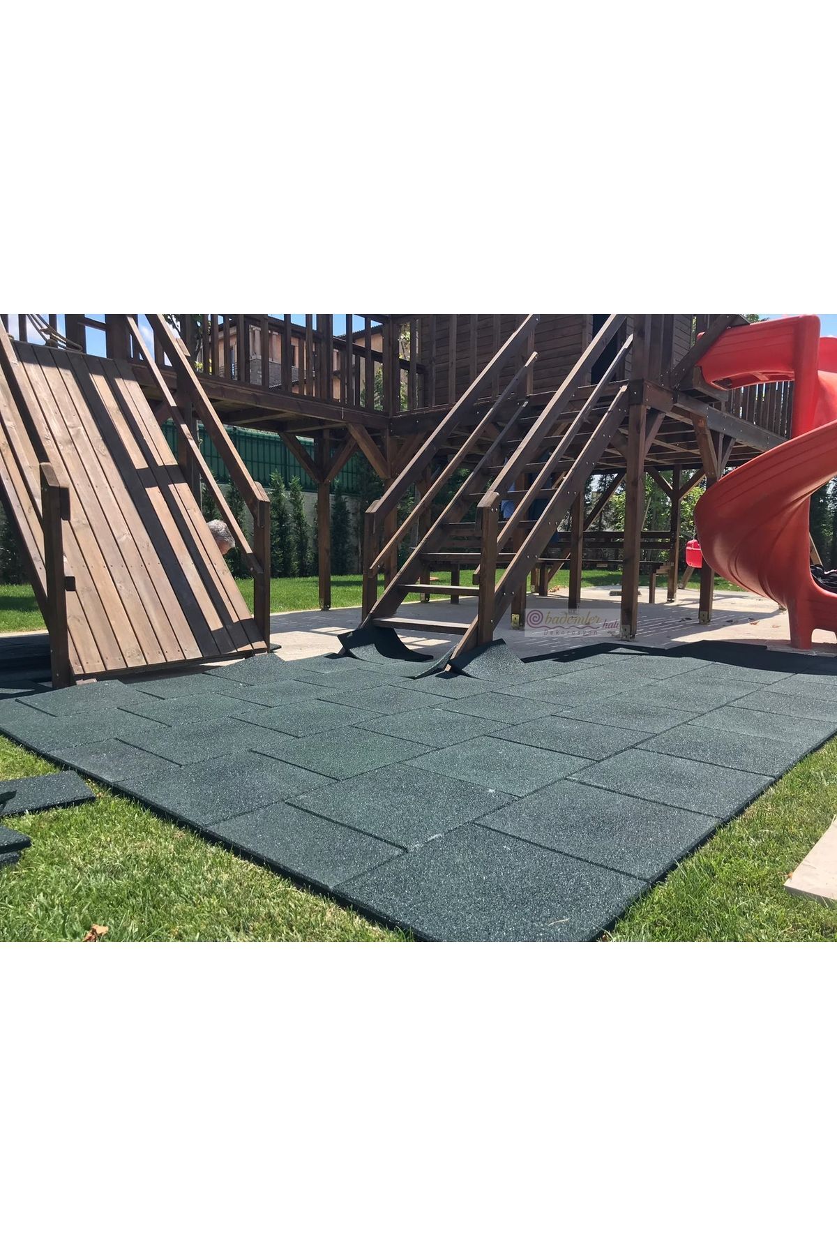 SerenityHaven Kauçuk Zemin Çocuk Parkı Karosu Darbe emici Spor Salonu Fitness kauçuk karo 40x40 10 adet
