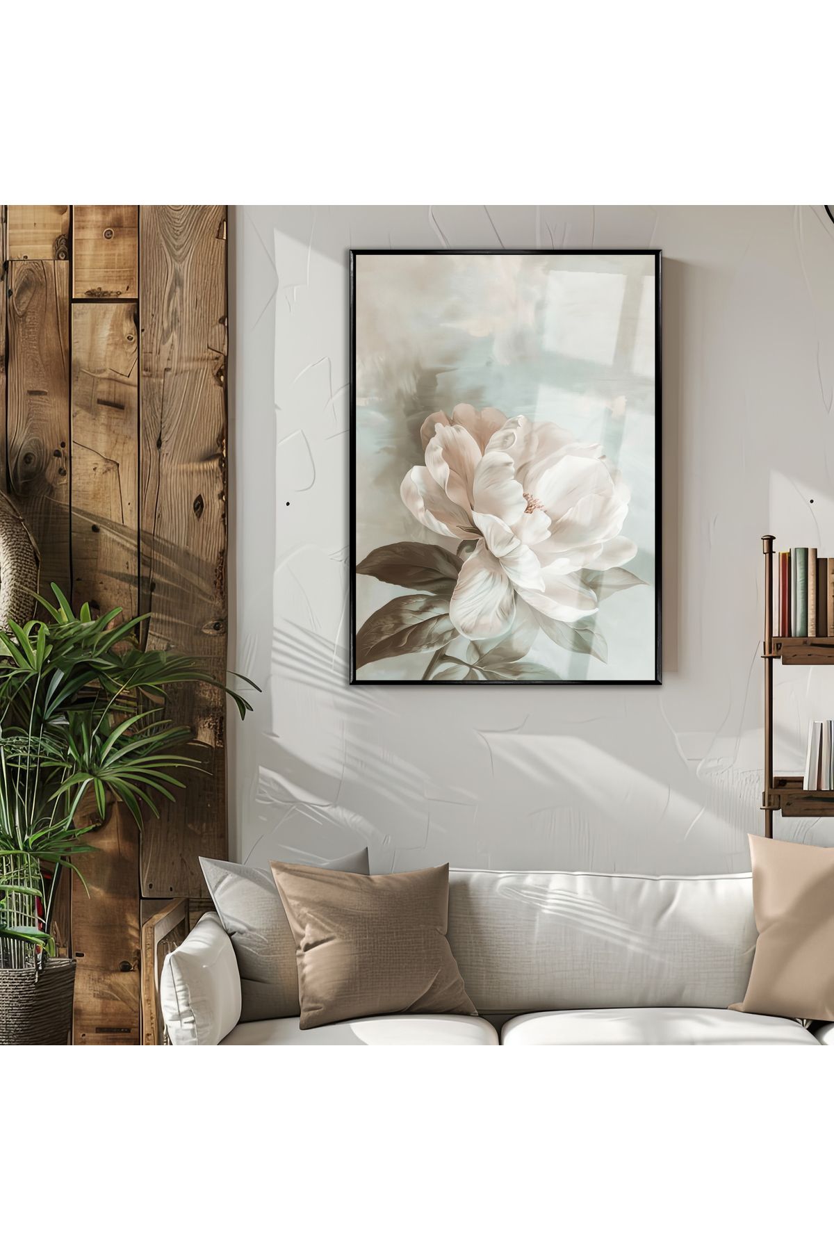 Harikabirev HARİKABİREV|GARDENIA ÇİÇEK MODEL 01 (DIGITAL OIL PAINT) |ÇERÇEVELİ TEMPERLİ CAM TABLO TEKLİ DİKEY