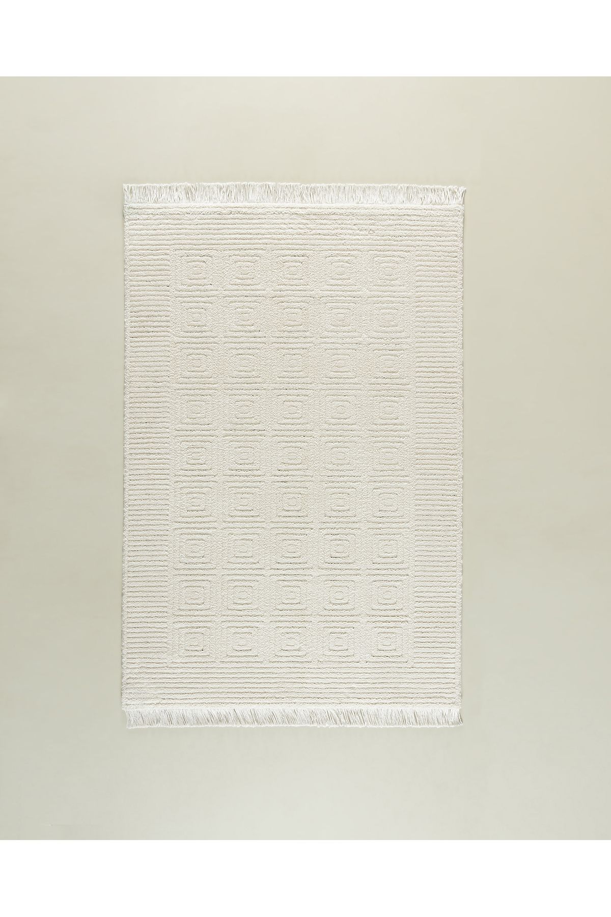 Madame Coco Laura Saçaklı Halı - Krem - 200x290 cm
