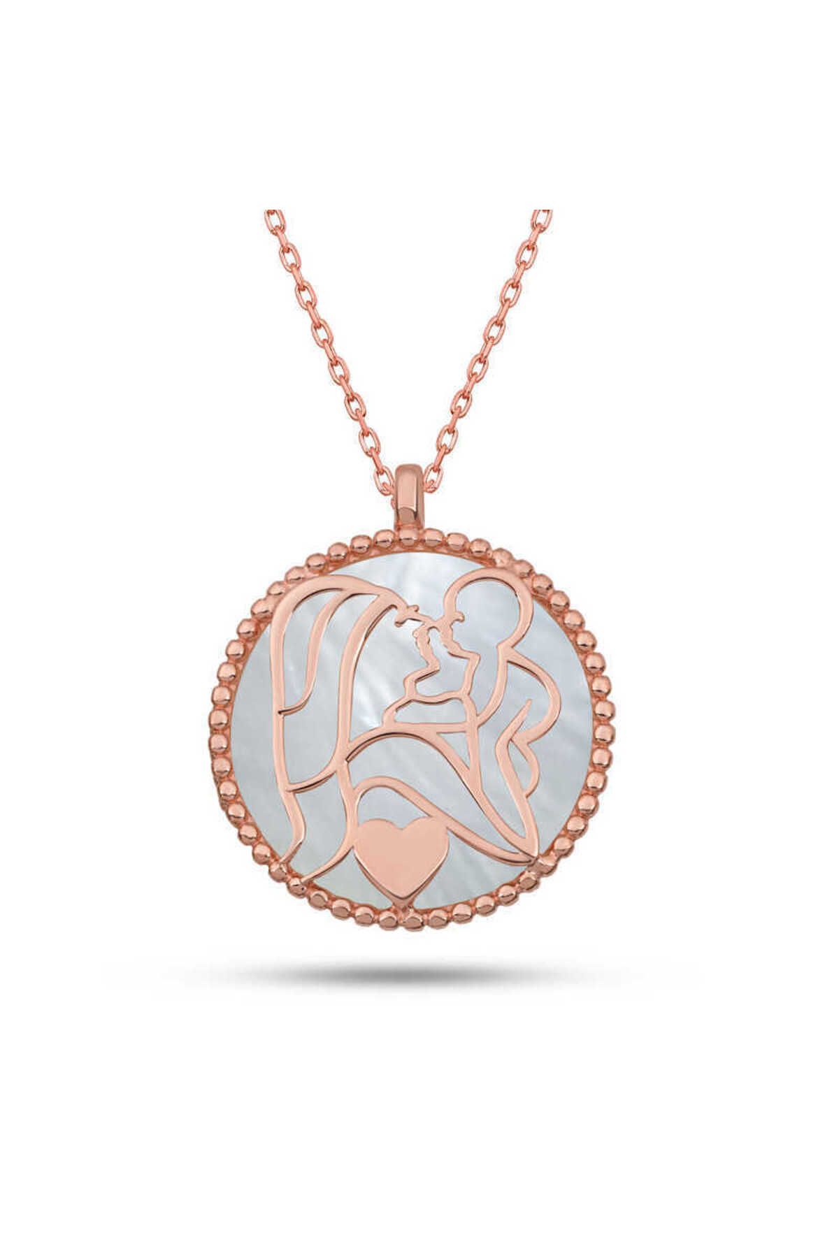 SERRA JEWELS Gümüş Rose Taşlı Anne Çocuk Sevgisi Kolye