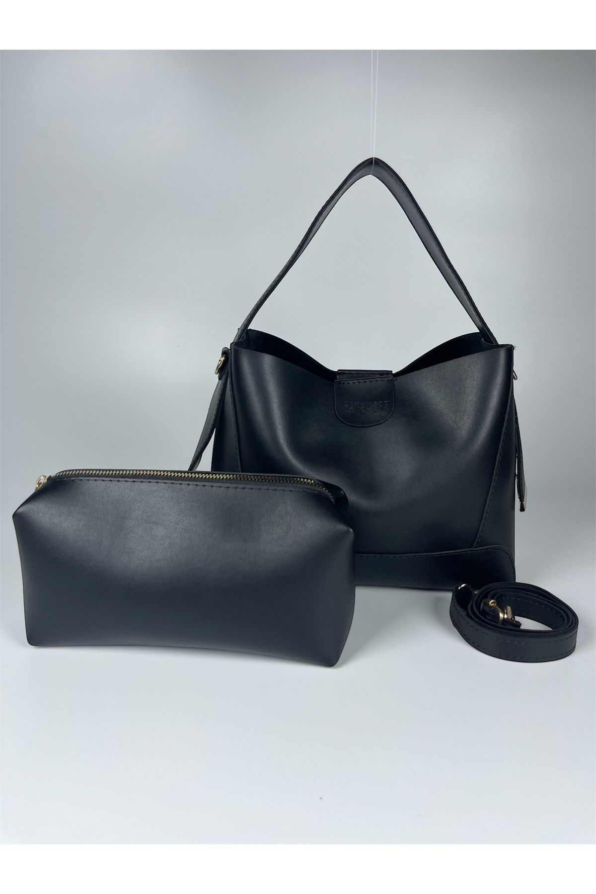 bag&more KADIN SİYAH OMUZ ÇANTASI EL ÇANTASI YAVRULU ÇANTA
