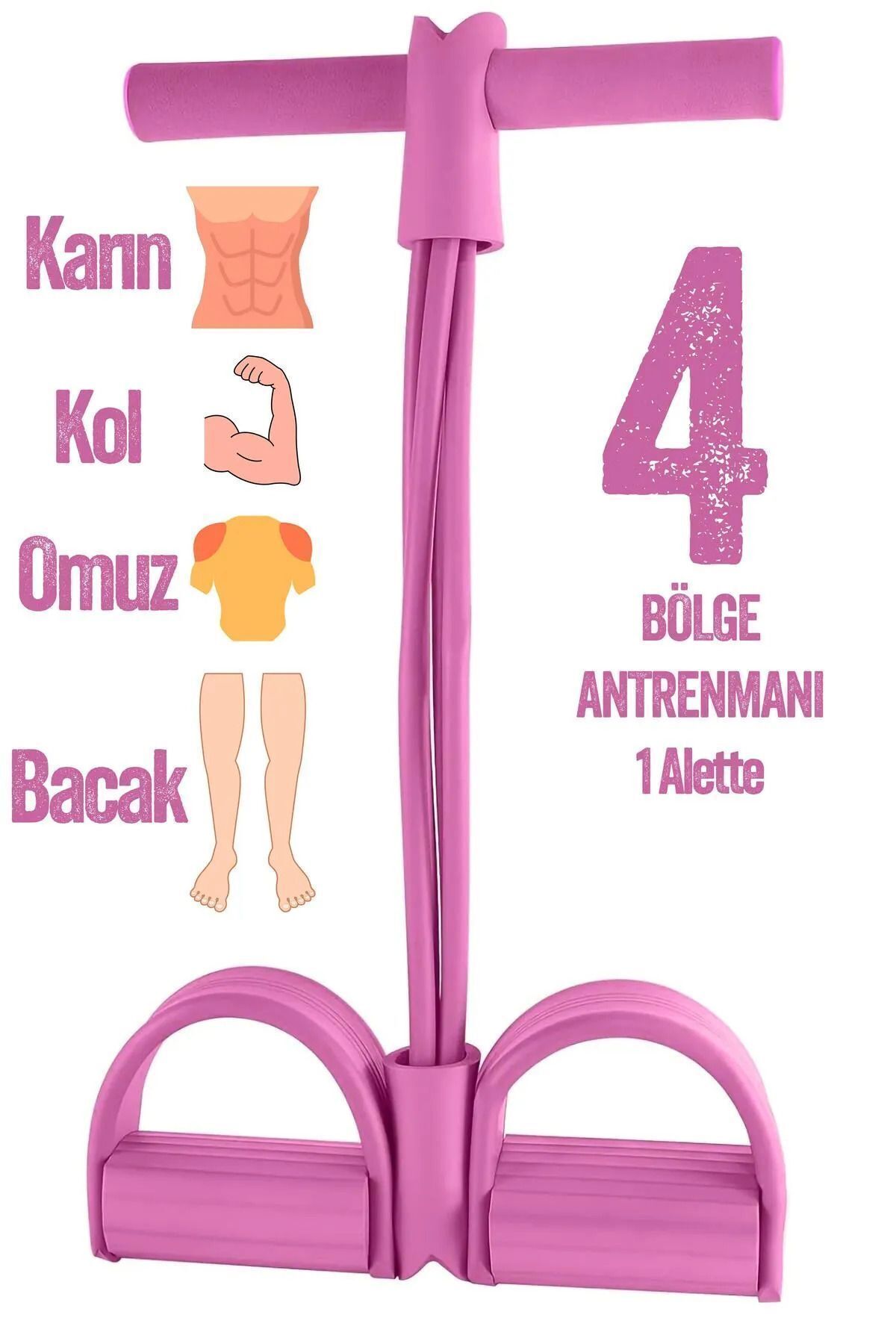 SerenityHaven 4 Lastik Body Shaper Karın Kol Jimnastik Egzersz Mekik Çekme Evde Spor Kondisyon Kürek Aleti