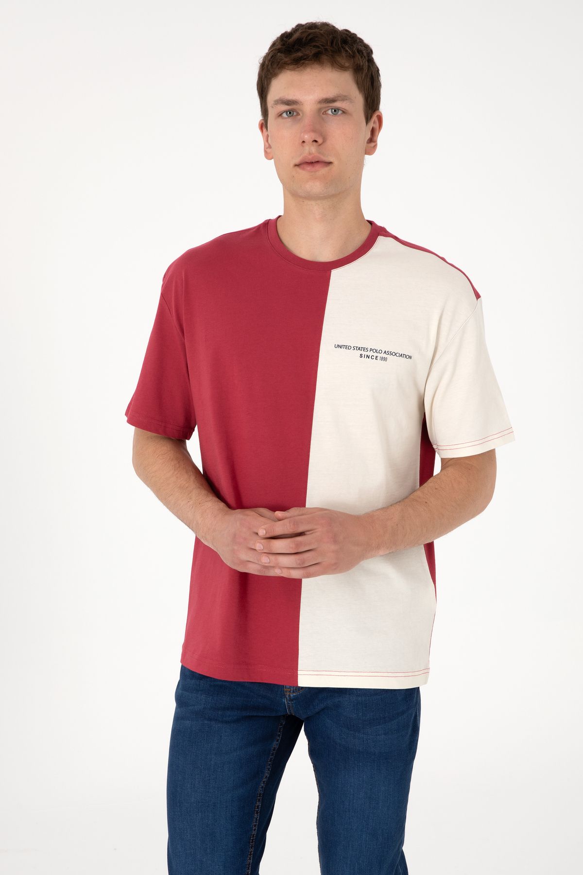 U.S. Polo Assn. Erkek Comfort Fit Bisiklet Yaka Vişne Tişört 50306903-VR223
