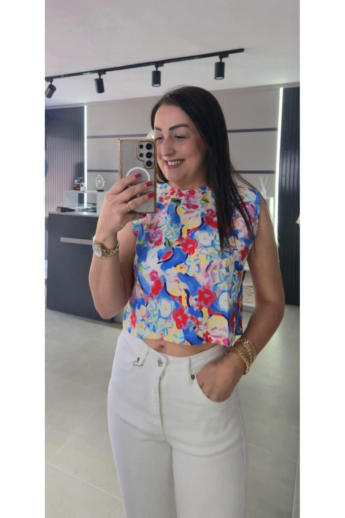 Quzu SIRT DETAYLI RENKLİ BLUZ