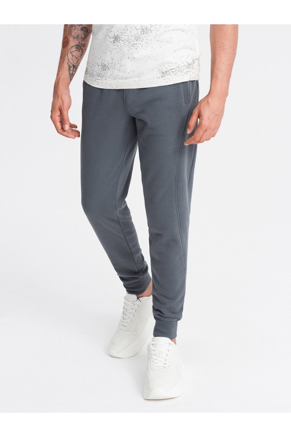 OMBRE-BASIC Herren Baumwoll Jogginghose Jogger - Graphit V11 OM-PABS-0174 L 1