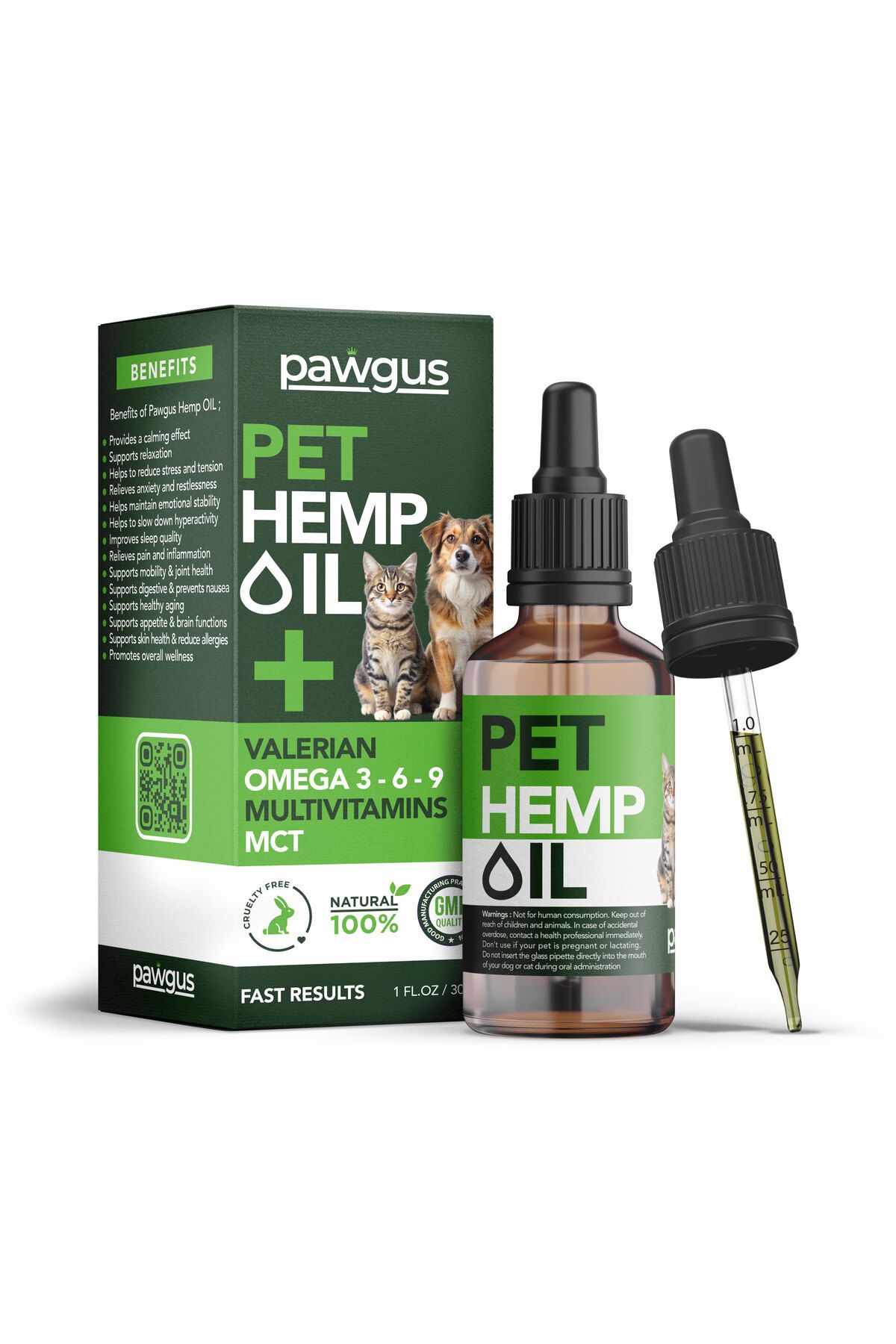 pawgus Kenevir Yağ Kedi Köpek Sakinleştirici - Stres, Hiperaktivite, Artrit, Nöbet, İştah,Uyku Takviyesi