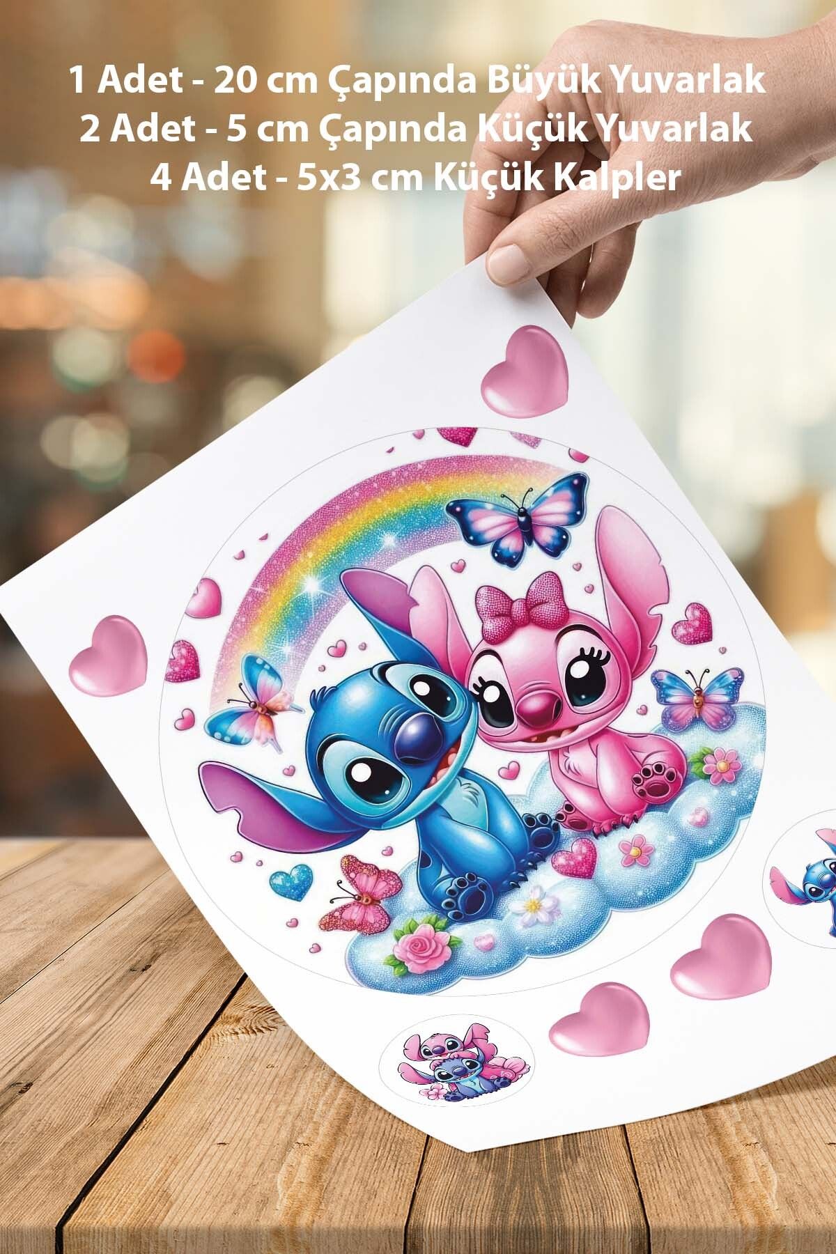 Atölye7Tasarım Stich ve Lilo Karakterli A4 Yenilebilir Süsü Pasta Kurabiye Şeker Hamuru Kağıt Baskısı