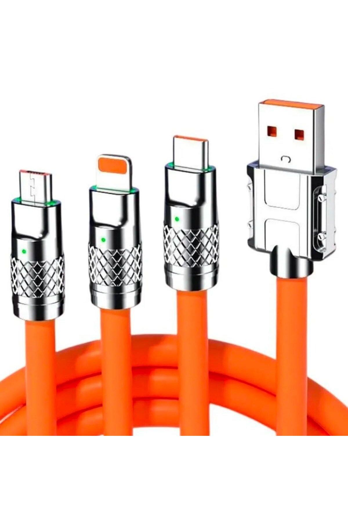efn efnlux 3 in 1 Type-C + Micro Usb + Lightning Hızlı Şarj Kablosu Silikon Kablo 1 Metre Opp Ambalaj