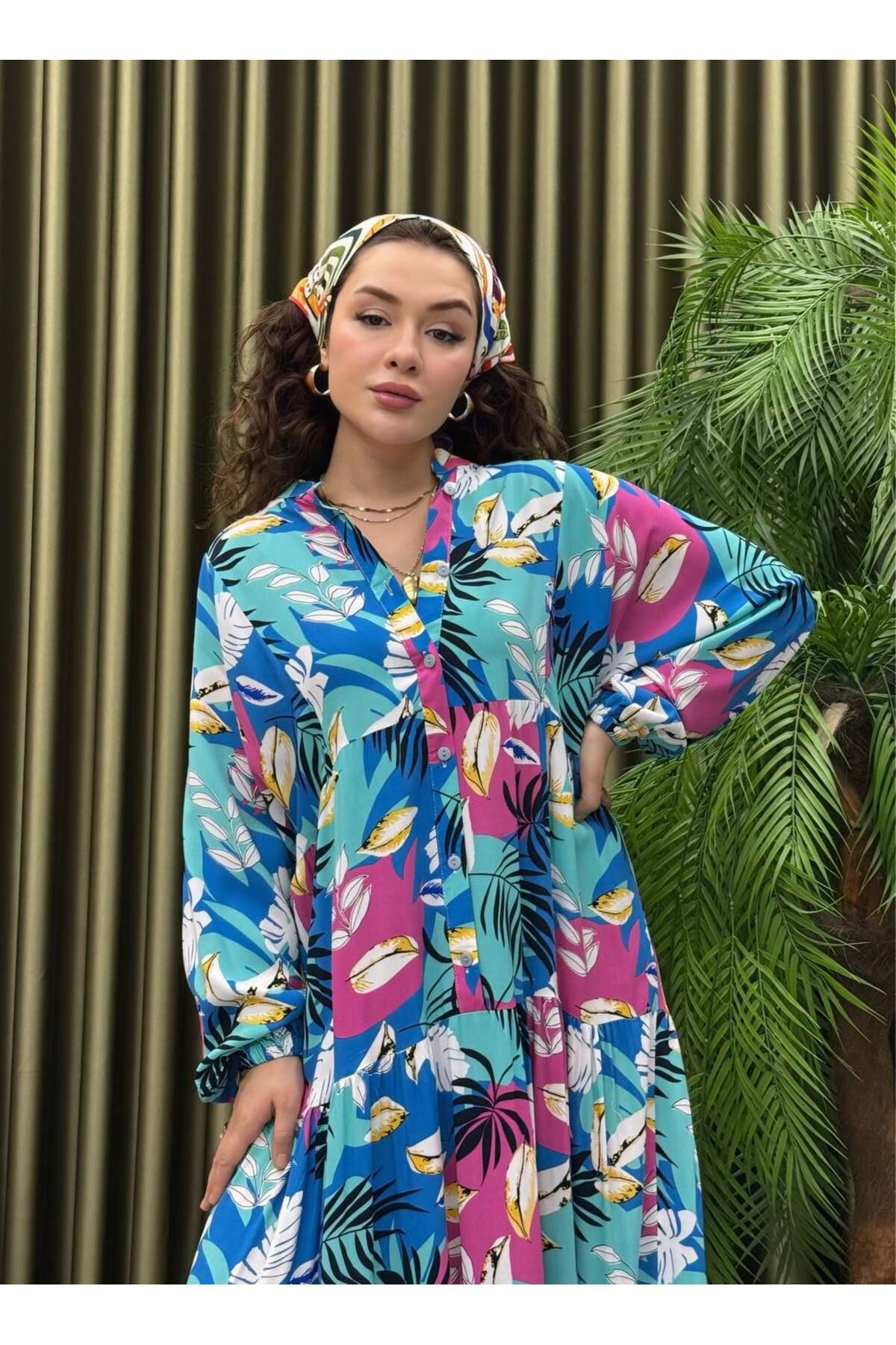 Butik Viskon Baskılı Elbise