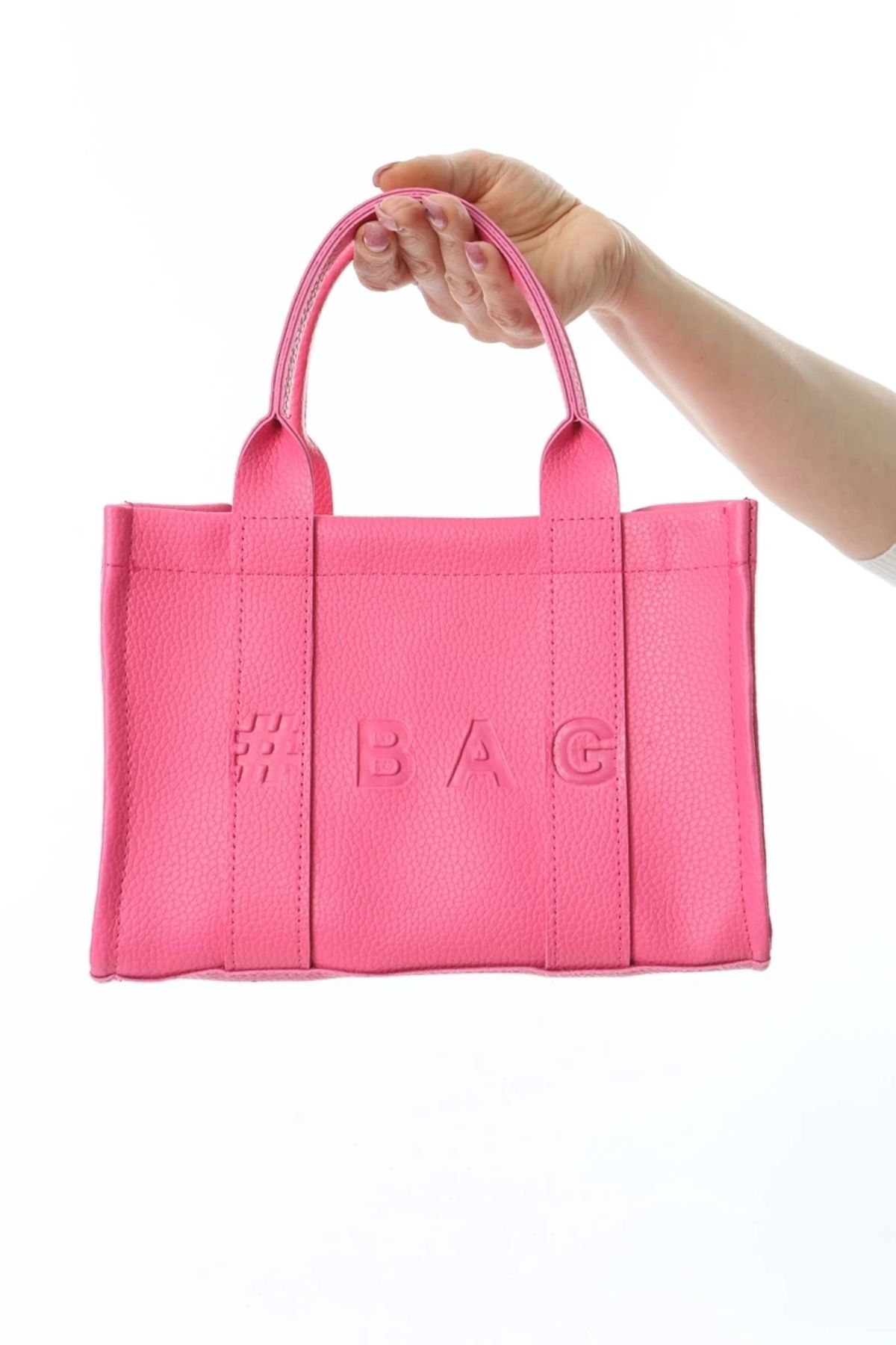 KÖMEN Kömen Pembe Deri Mini Tote Çanta