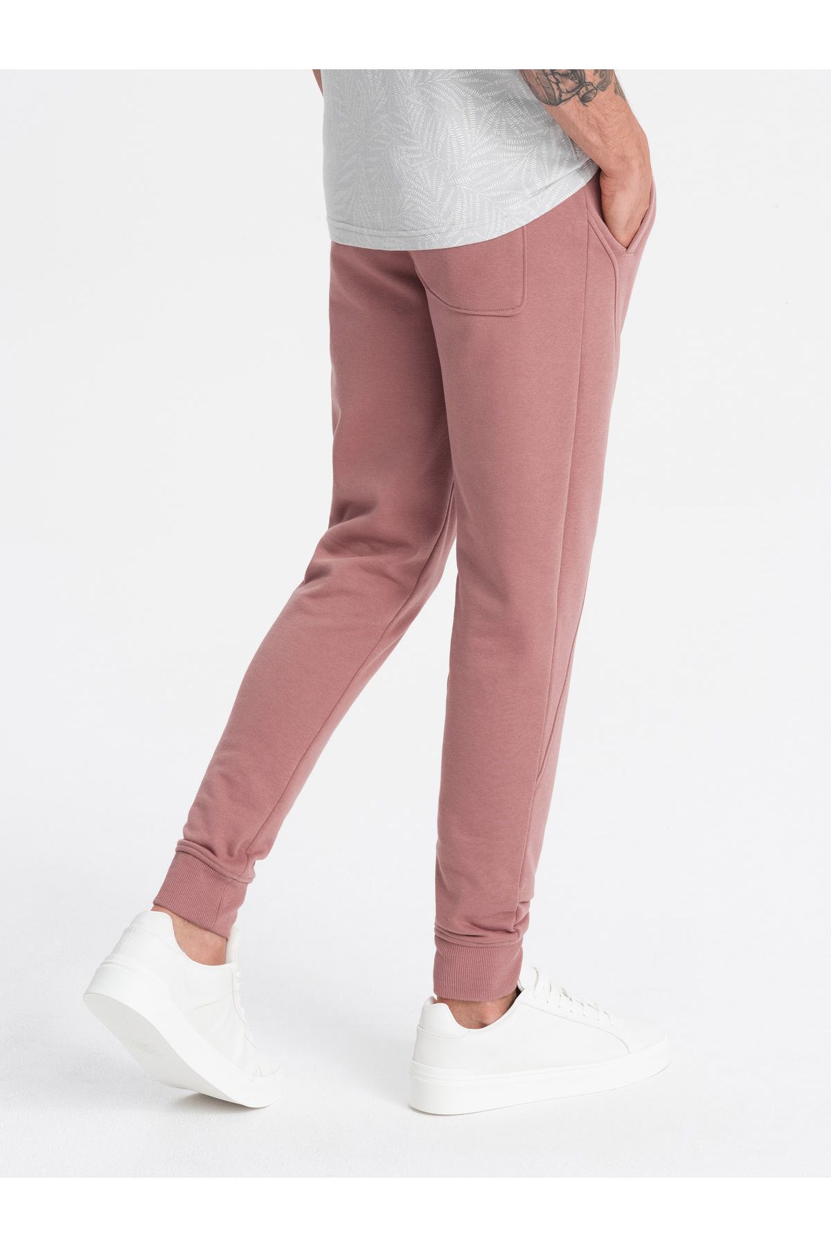 OMBRE-Herren BASIC Baumwoll-Jogginghose - Dunkelrosa V4 OM-PABS-0174 L 9