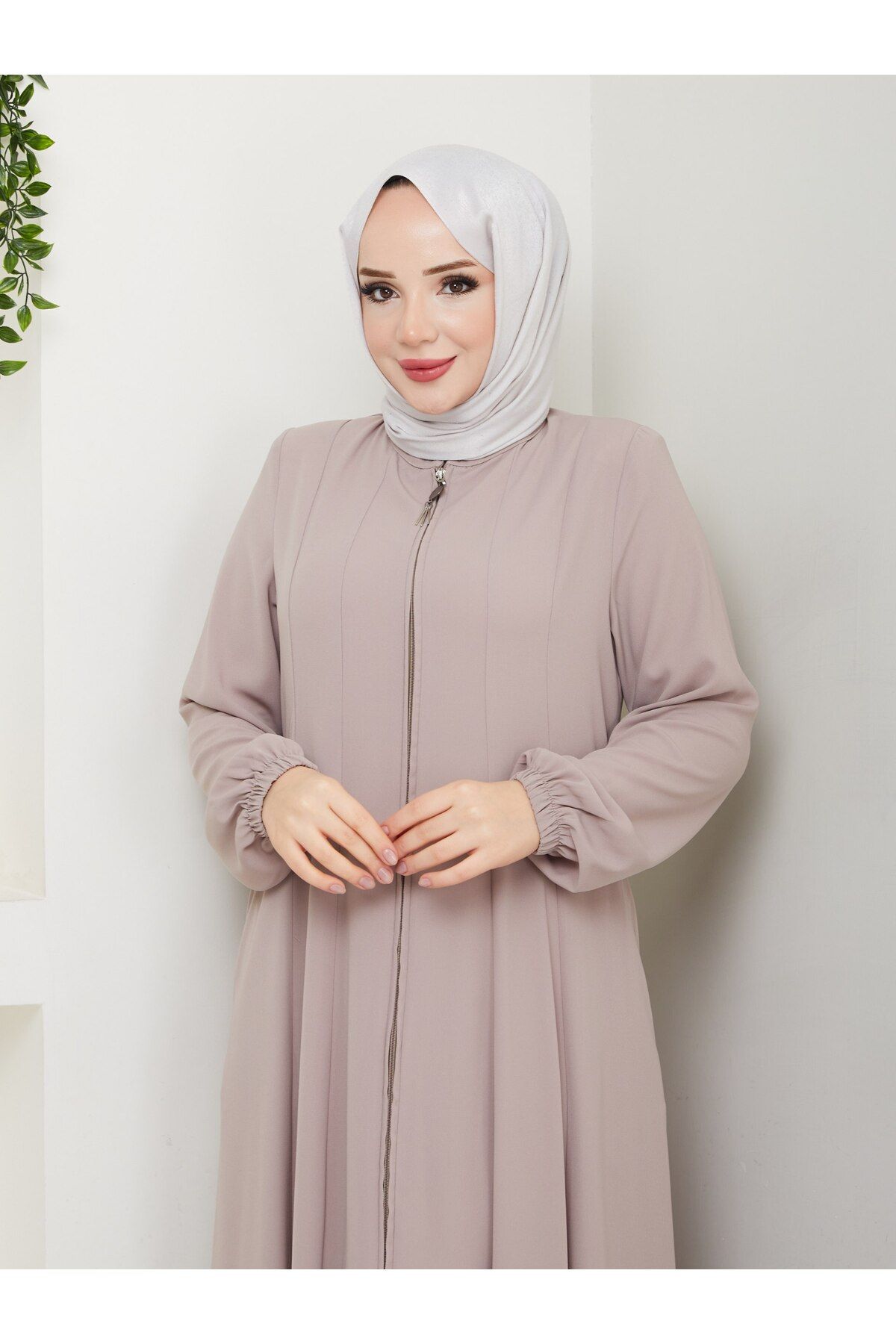 MUDUTEKSTİL Fermuarlı Mevlana Ferace Bej