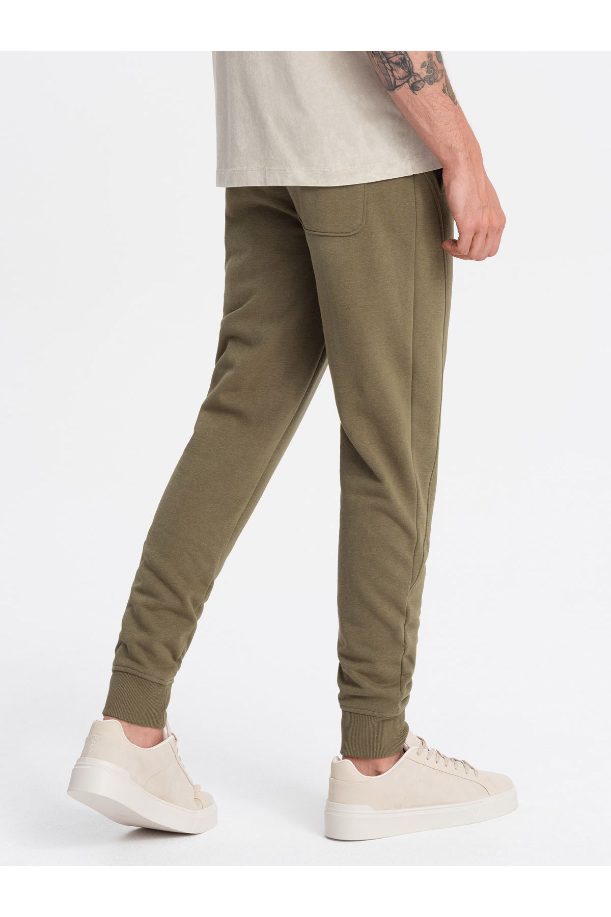 OMBRE-Herren BASIC Baumwoll Jogger Sweatpants - Oliv V2 OM-PABS-0174 XL 10
