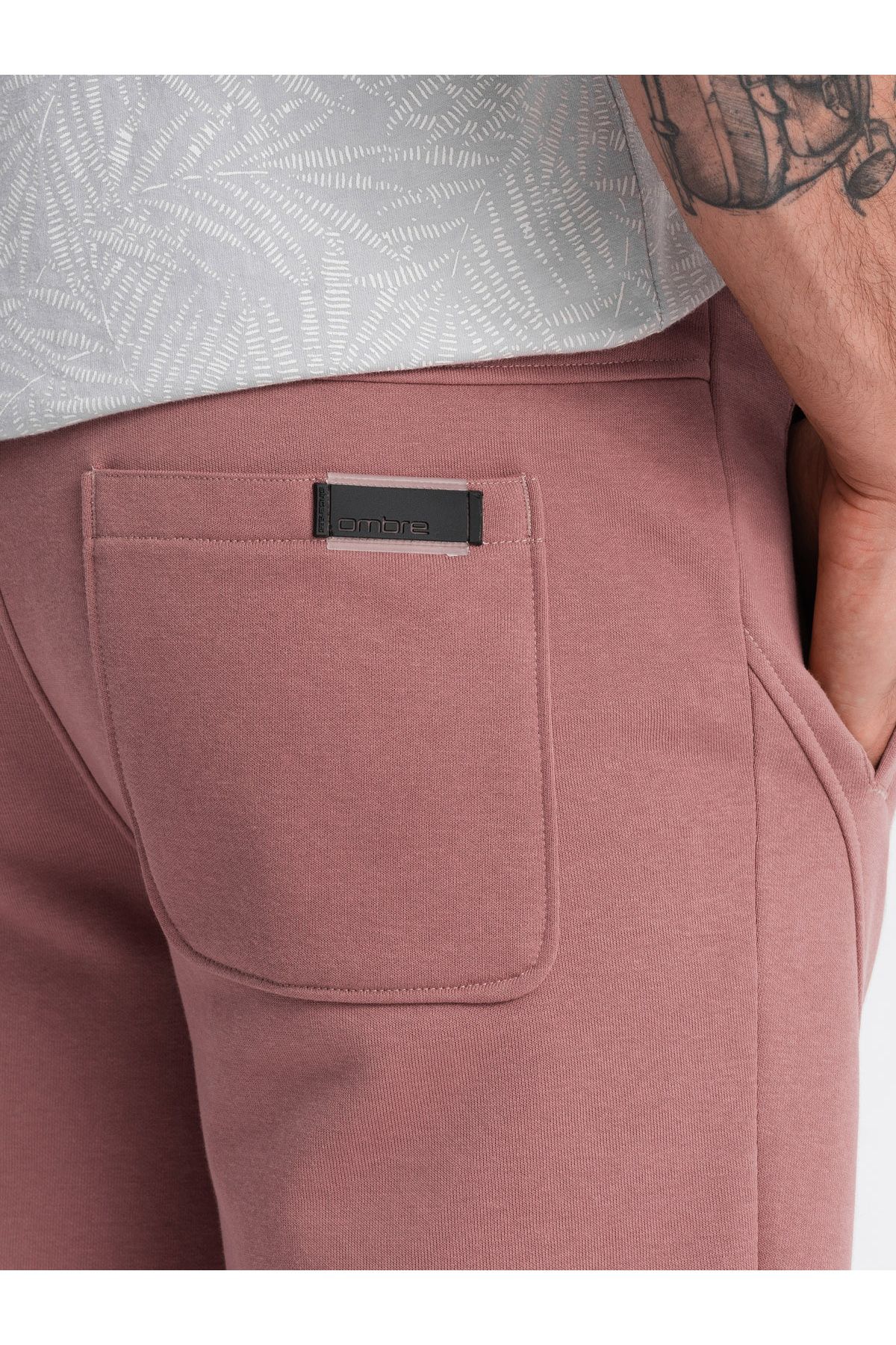 OMBRE-Herren BASIC Baumwoll-Jogginghose - Dunkelrosa V4 OM-PABS-0174 L 5