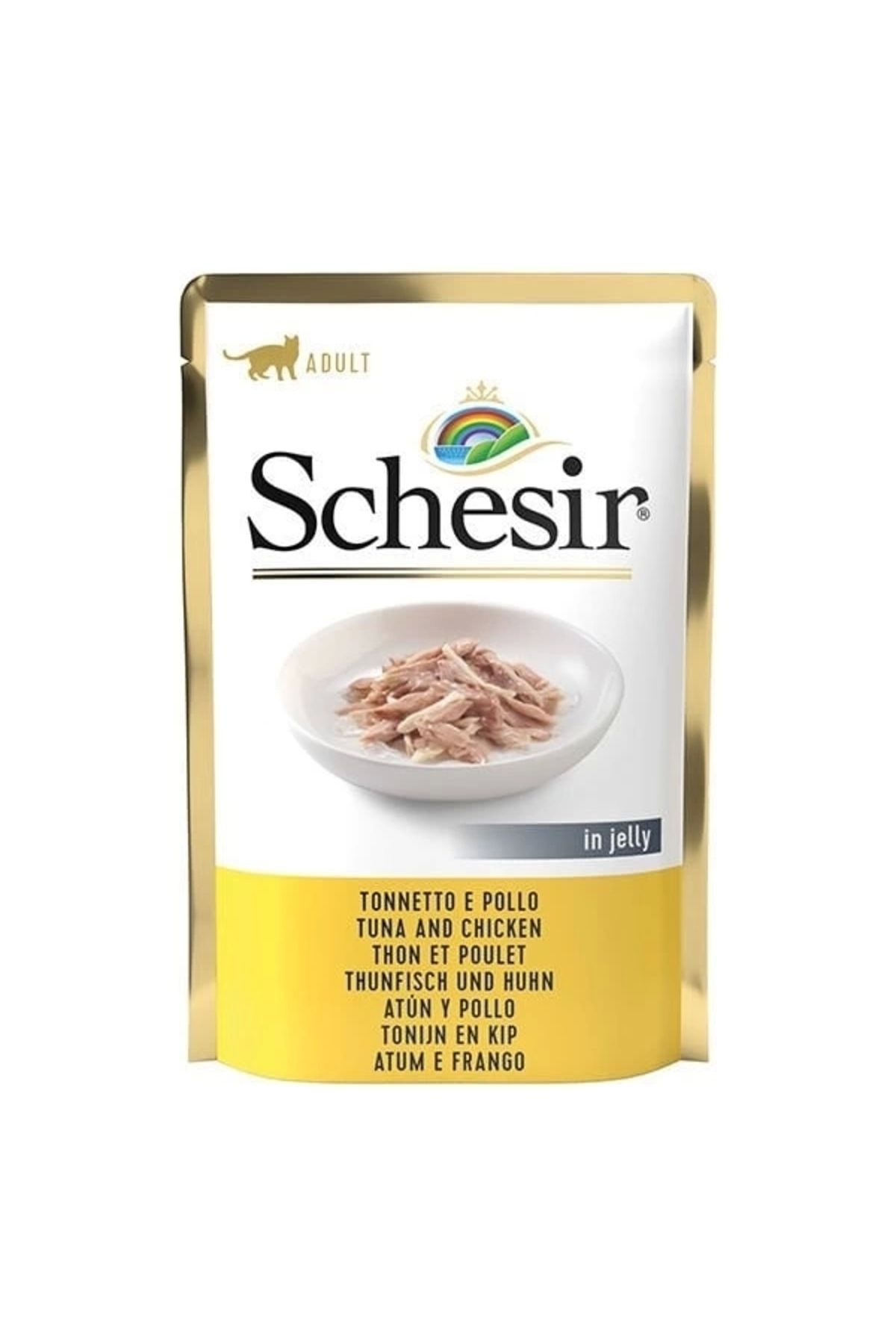 No8 Home Schesir Jöleli Ton Balık ve Tavuklu Yetişkin Konserve Kedi Maması 85 Gr