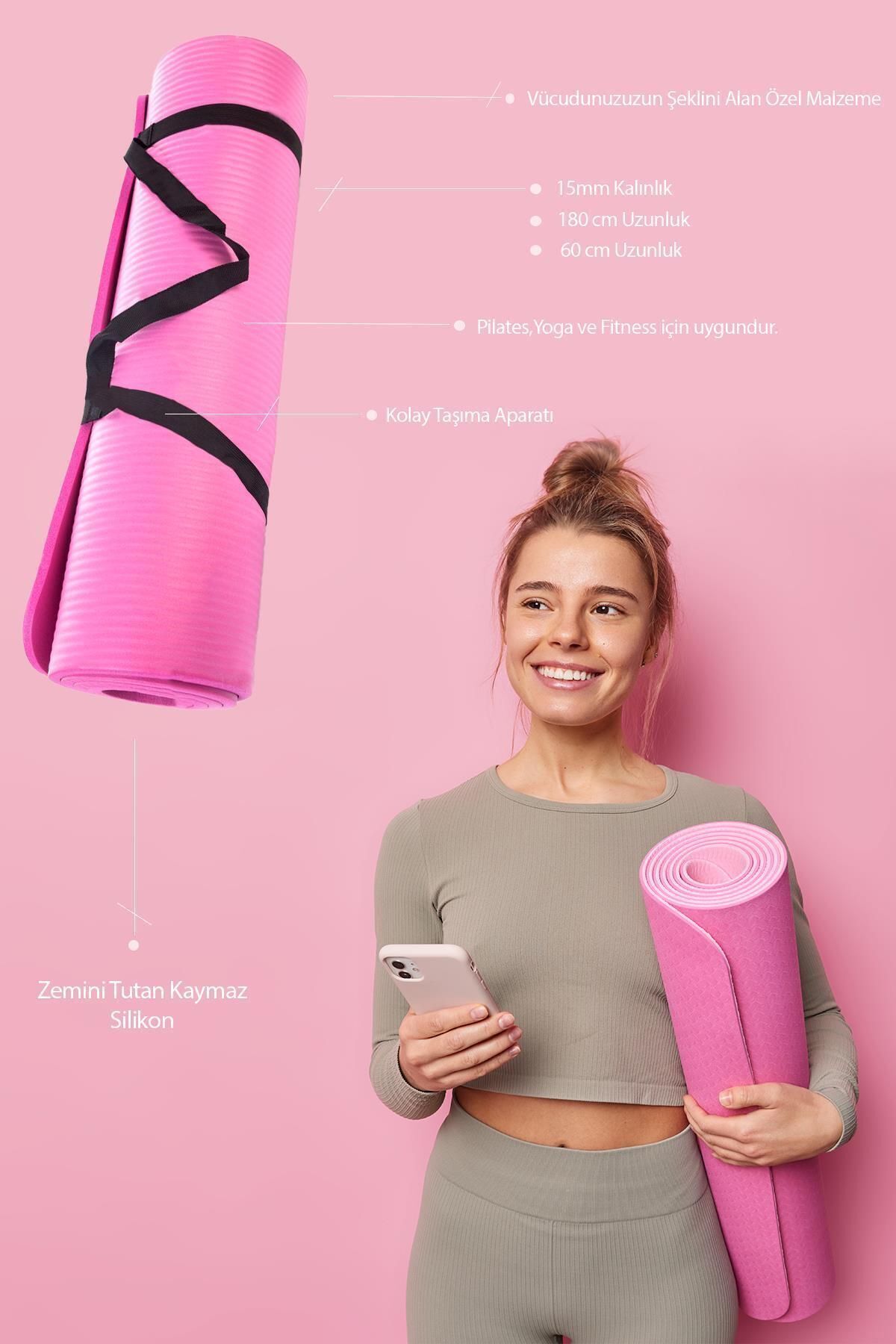 SerenityHaven Premium 15mm Silikon Kaymaz Malzeme yoga ve pilates Matı yoga minderi