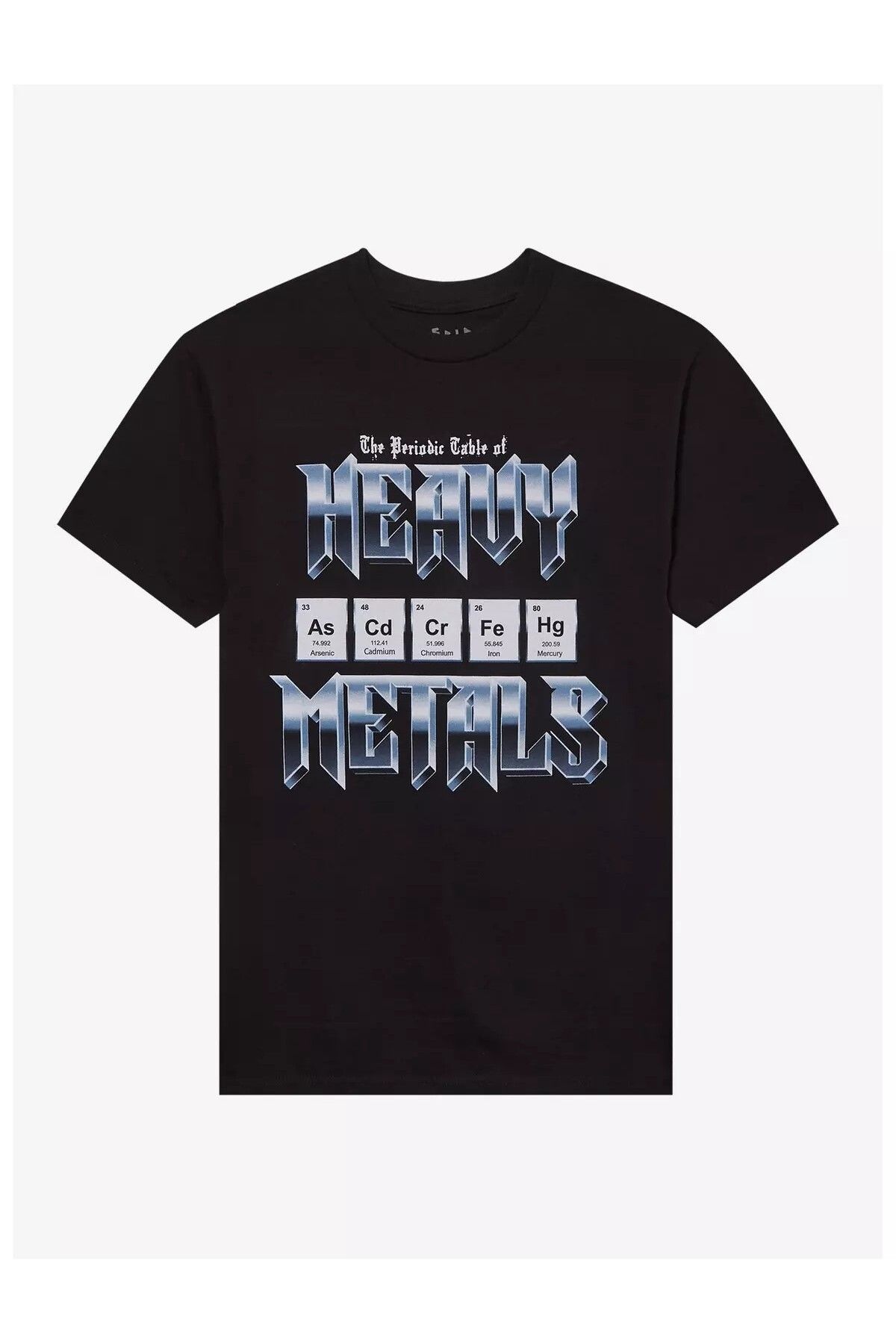 DEEFWEAR Siyah Heavy Metals Periodic Table Ön Baskılı Unisex Oversize Tshirt