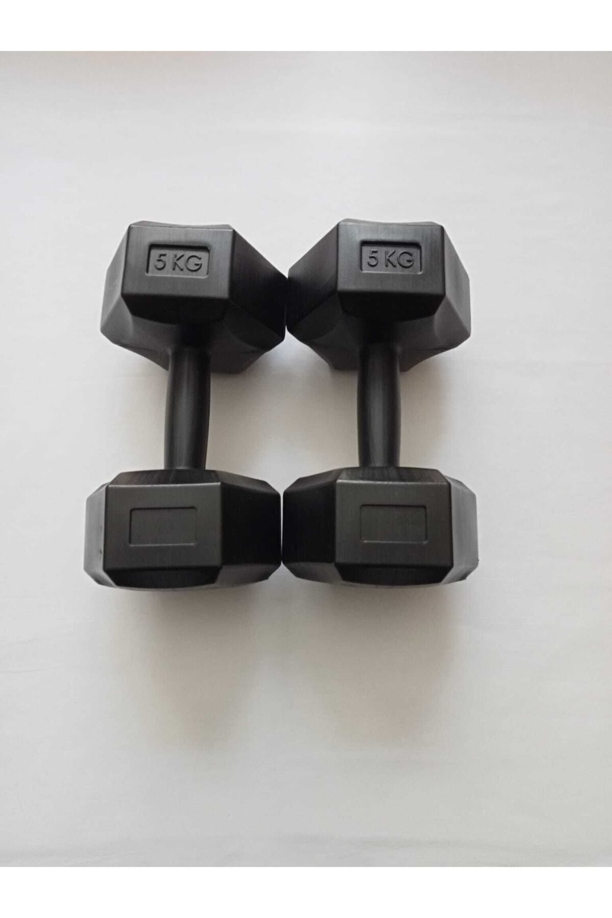 SerenityHaven 5kg X 2 Adet Köşeli Vinyl Kaplı Siyah Dambıl Ağırlık Seti