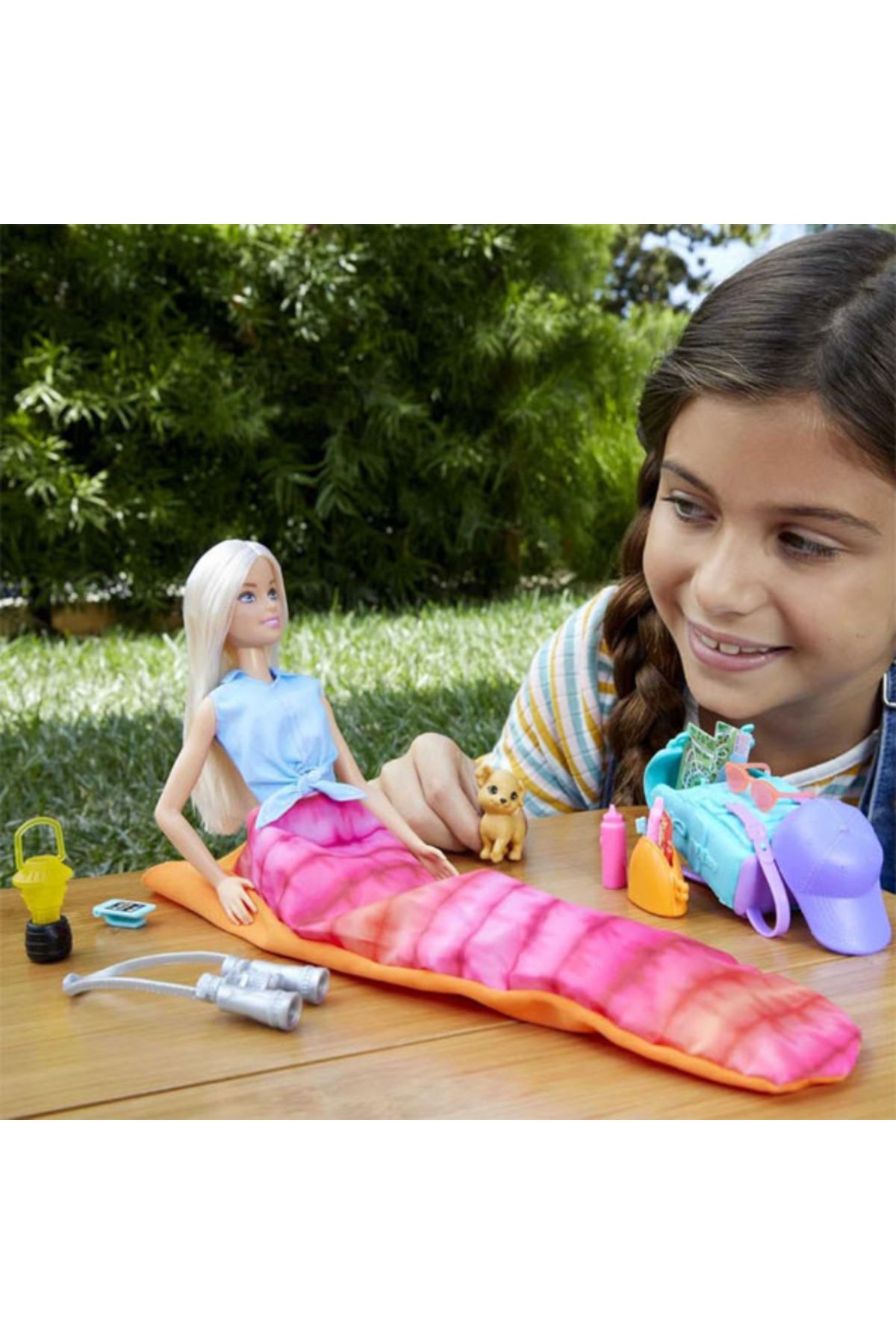 mattel-Barbie Malibu Doll - Barbie Camping with Puppy, 14 Accessories 2