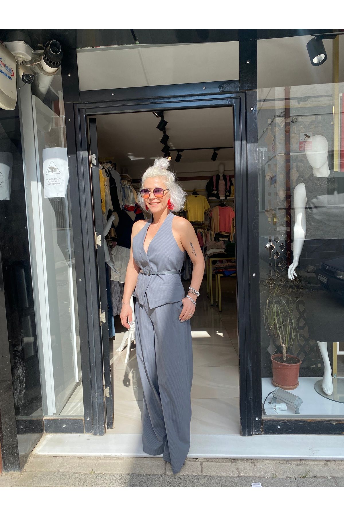 özlem adaşoğlu boutique KEMERLİ YELEK PANTOLON TAKIM