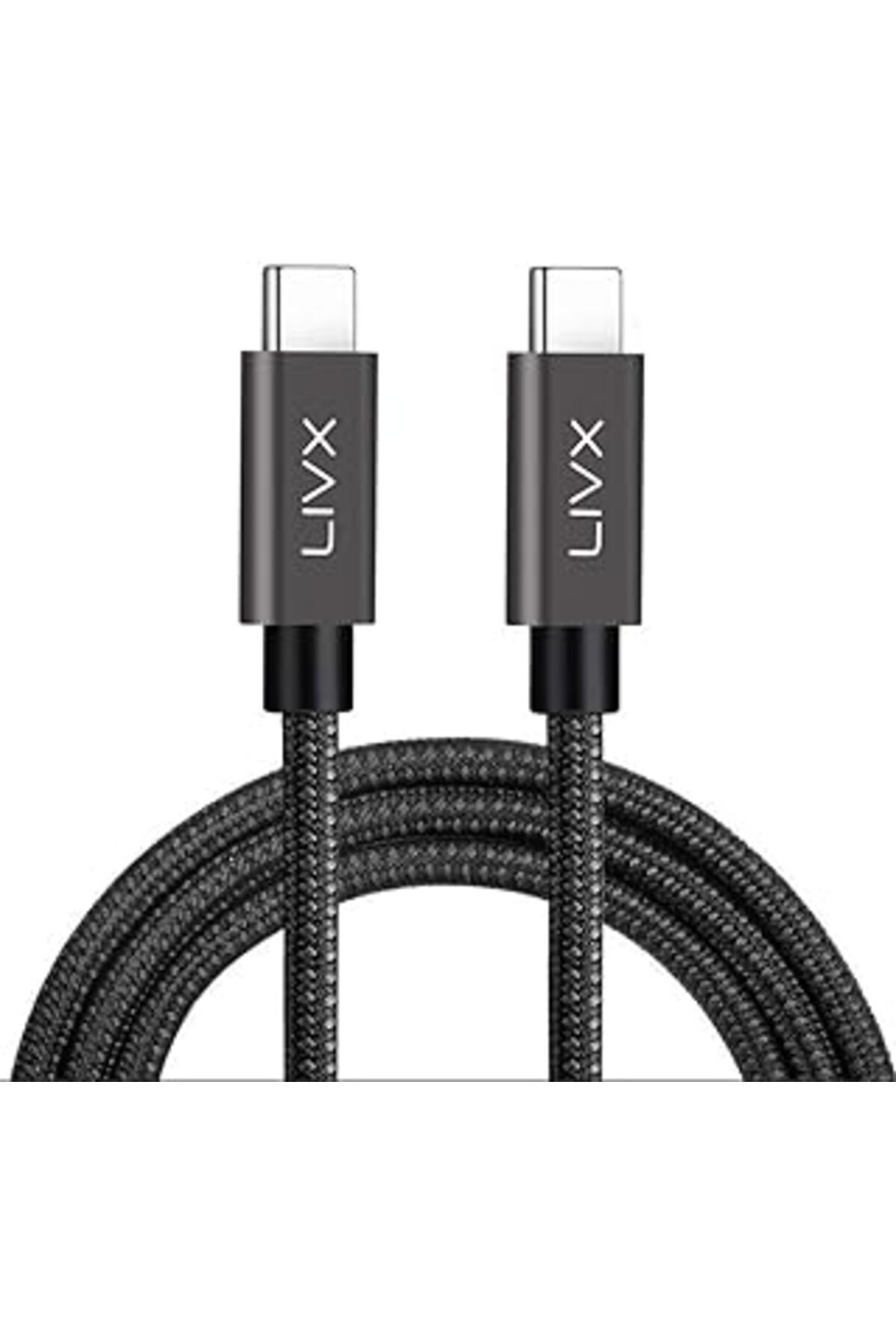 Pazarcan Livx Force 100W Type-C To Type-C Usb 3.1 Gen2 10 Gbps 4K@60Hz Hızlı Şarj Data Ve Görüntü Aktarım Ka