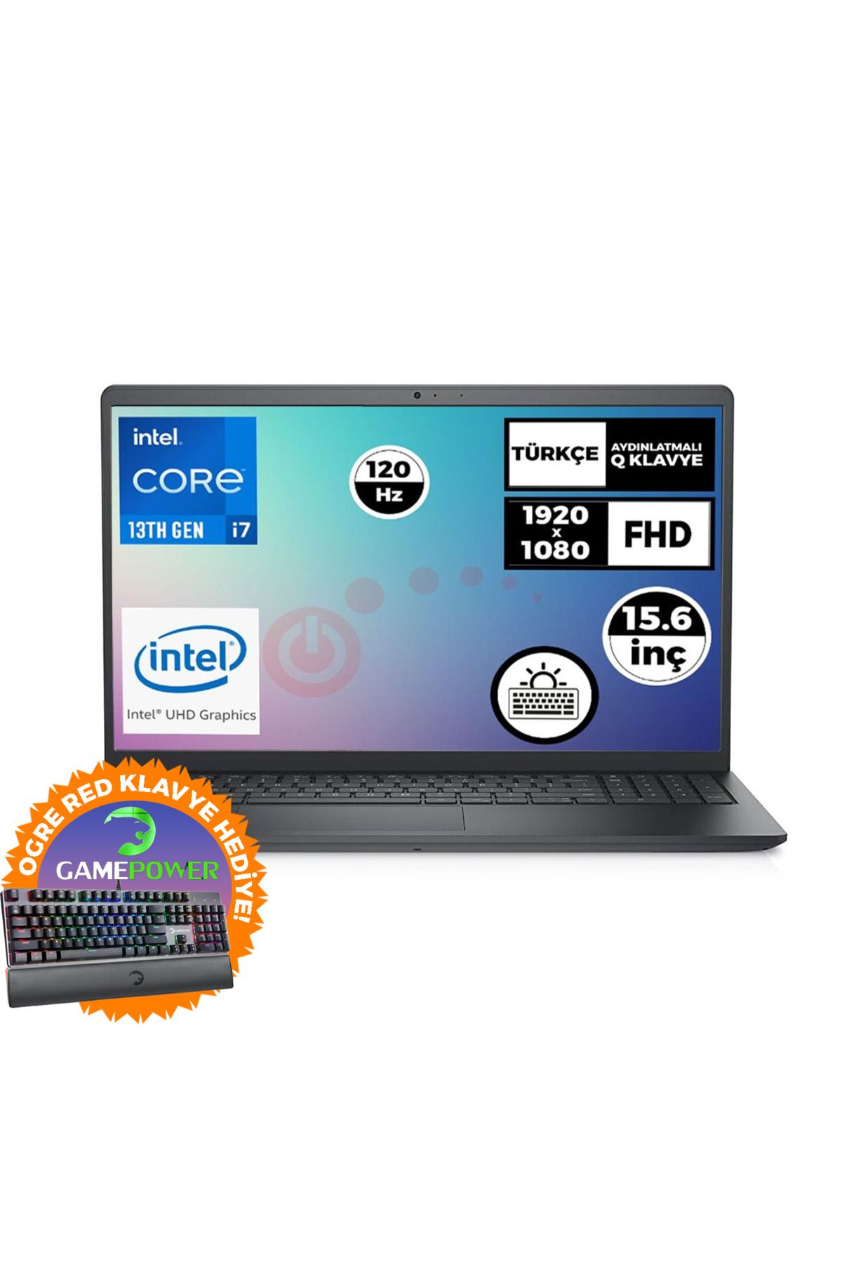 Dell Vostro 3530 i7-1355U 8GB 512GB SSD 15.6" 120Hz W11P Laptop + Klavye N1601PVNB3530U 025
