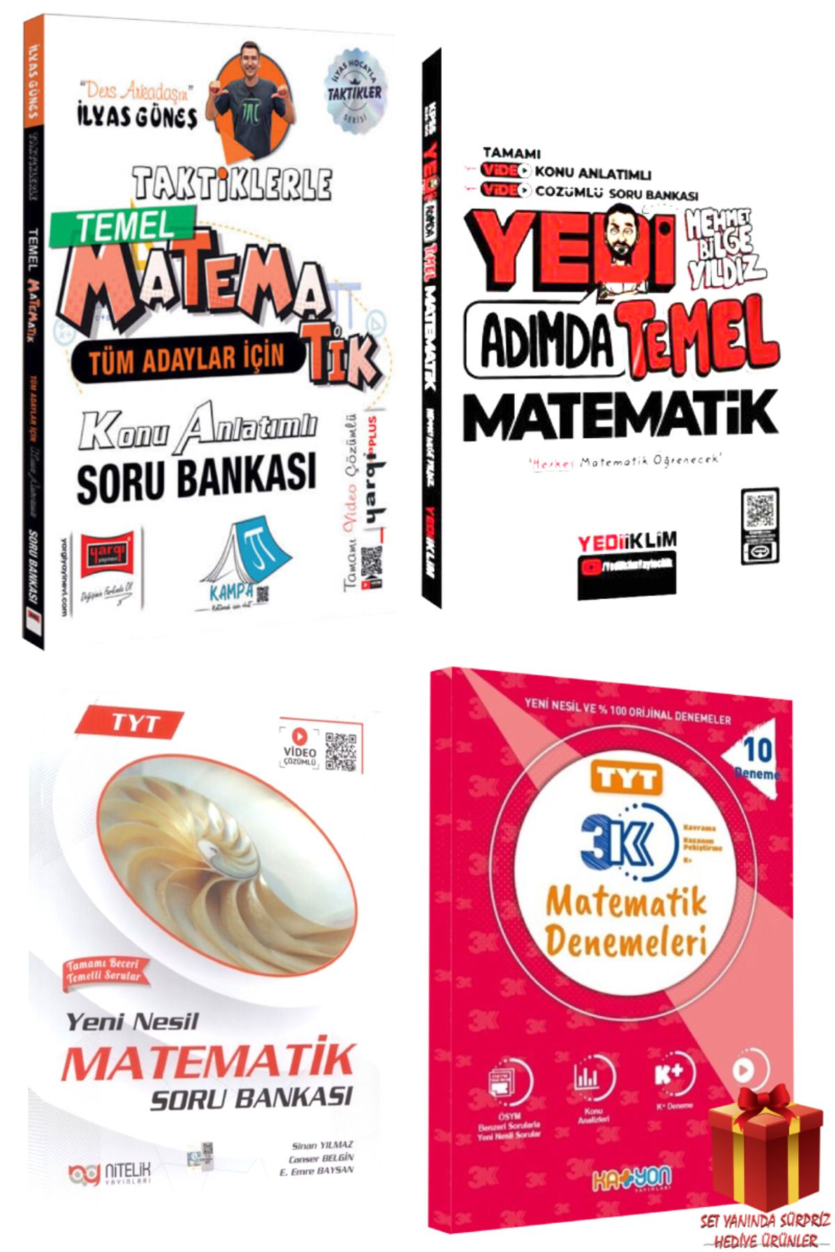Yargı Yayınları İlyas Güneş Taktiklerle Matematik Konu Anlatımlı Soru Bankası+ Mehmet Bilge Yıldız Yedi Adımda Temel