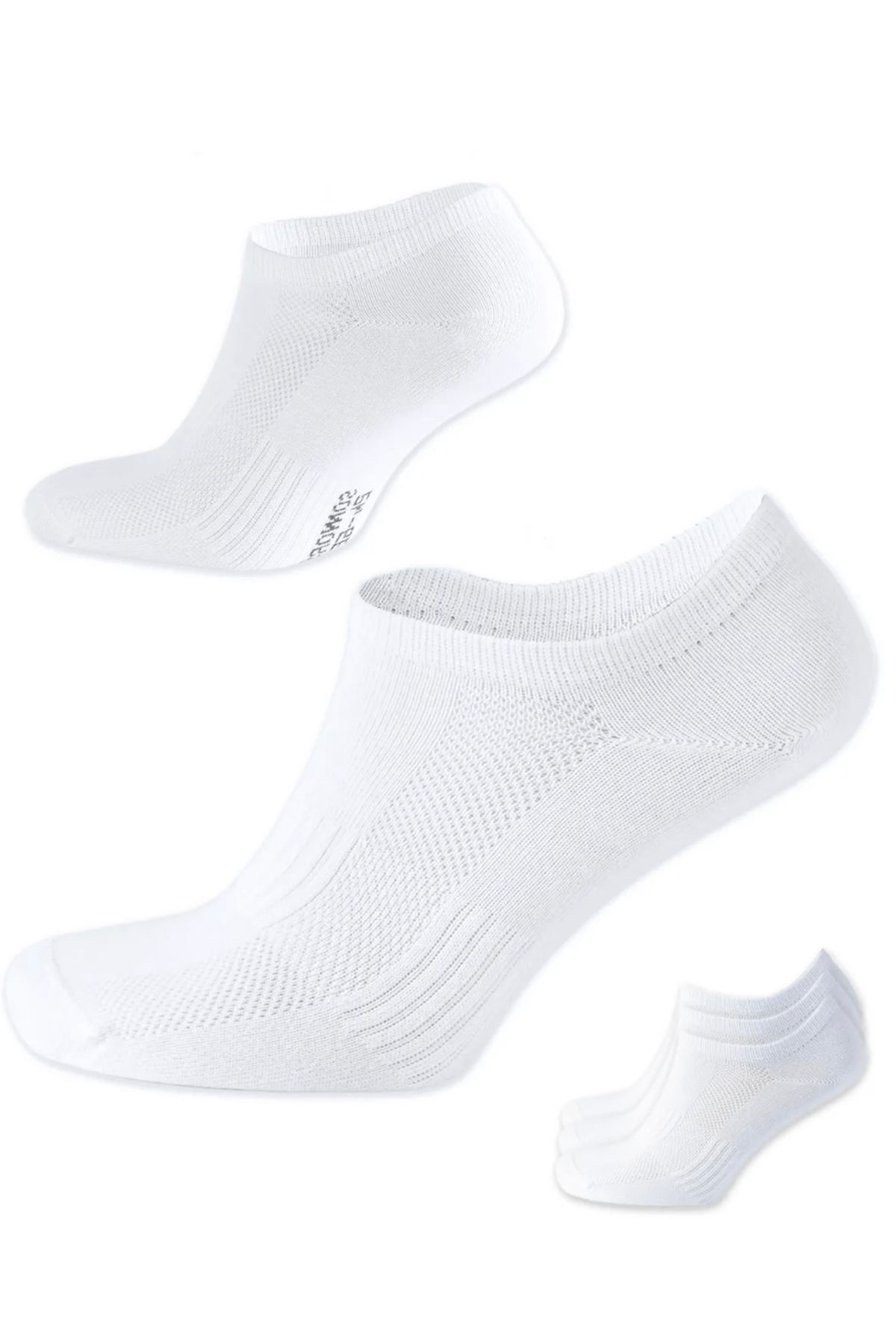 ENFAEL 3 çift kadın beyaz pamuklu sneaker görünmez çorap(5 topuk özelliği)