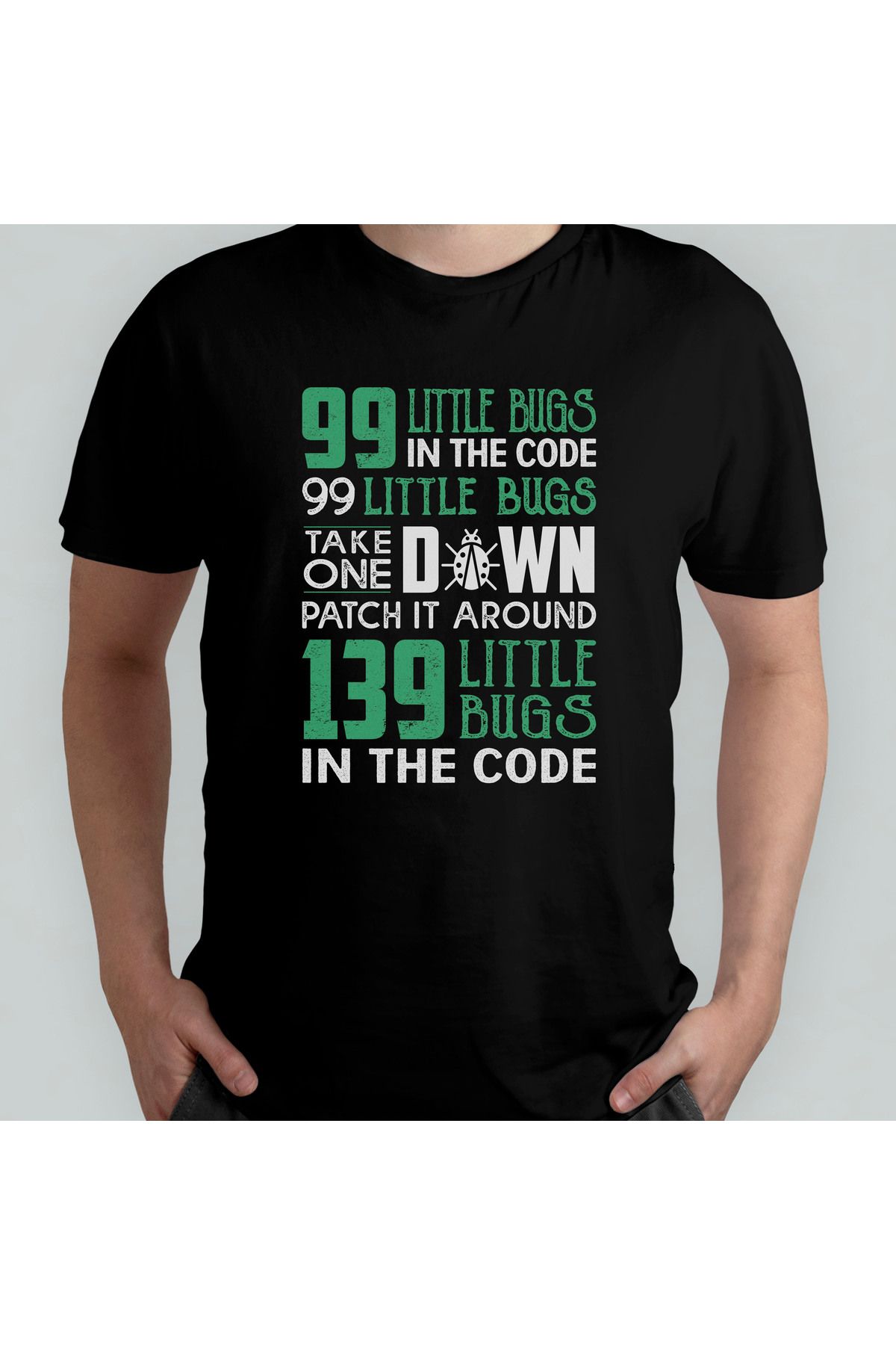 Pixxa 99 Bugs - Coder Programcı Unisex %100 Pamuklu Bisiklet Yaka T-Shirt