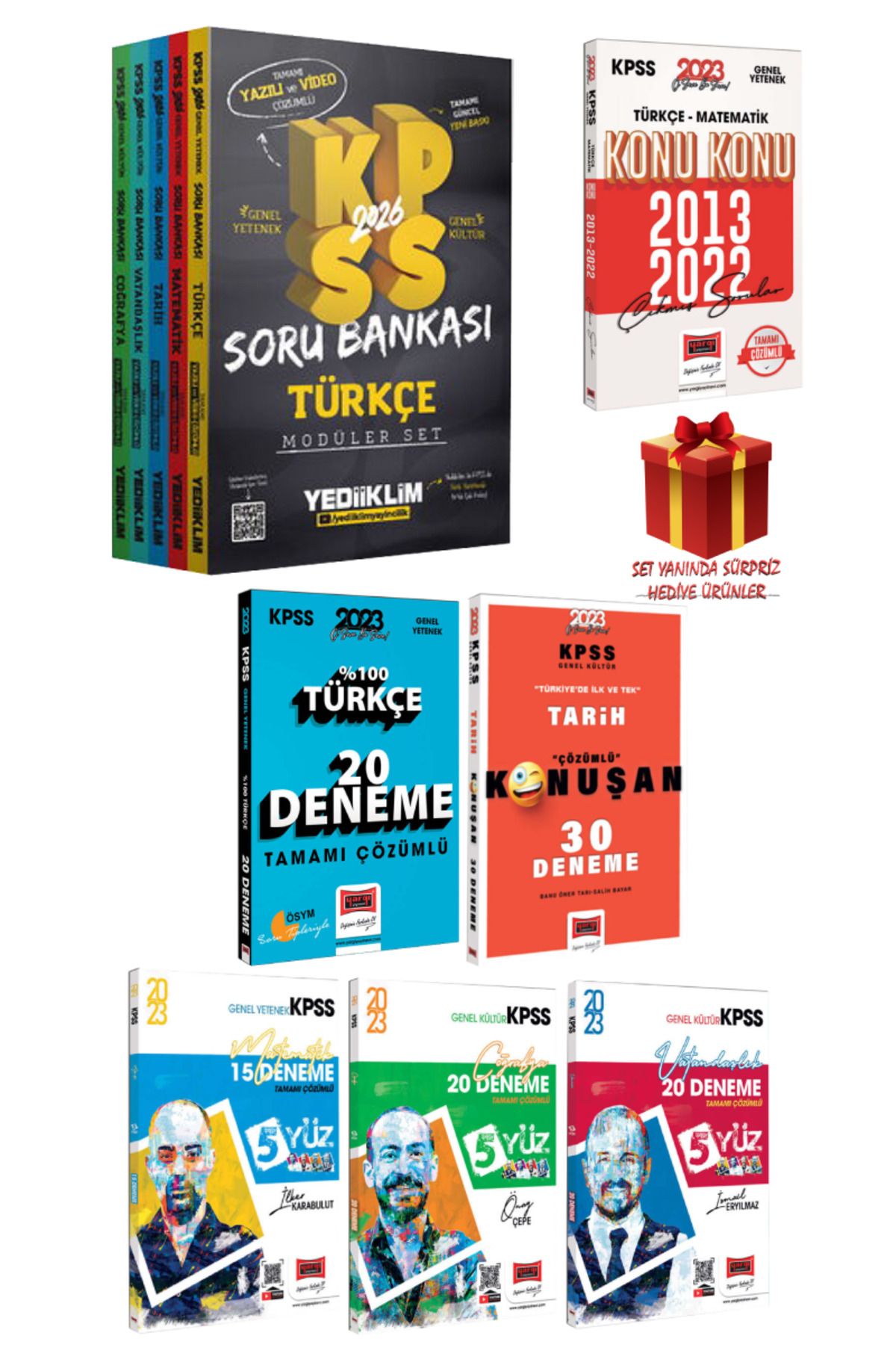 Yediiklim Yayınları 2026 KPSS Modüler Set Soru Bankası+ Türkçe Matematik Çıkmış Sorular+Yargı Deneme Seti+Sürpriz Hediye