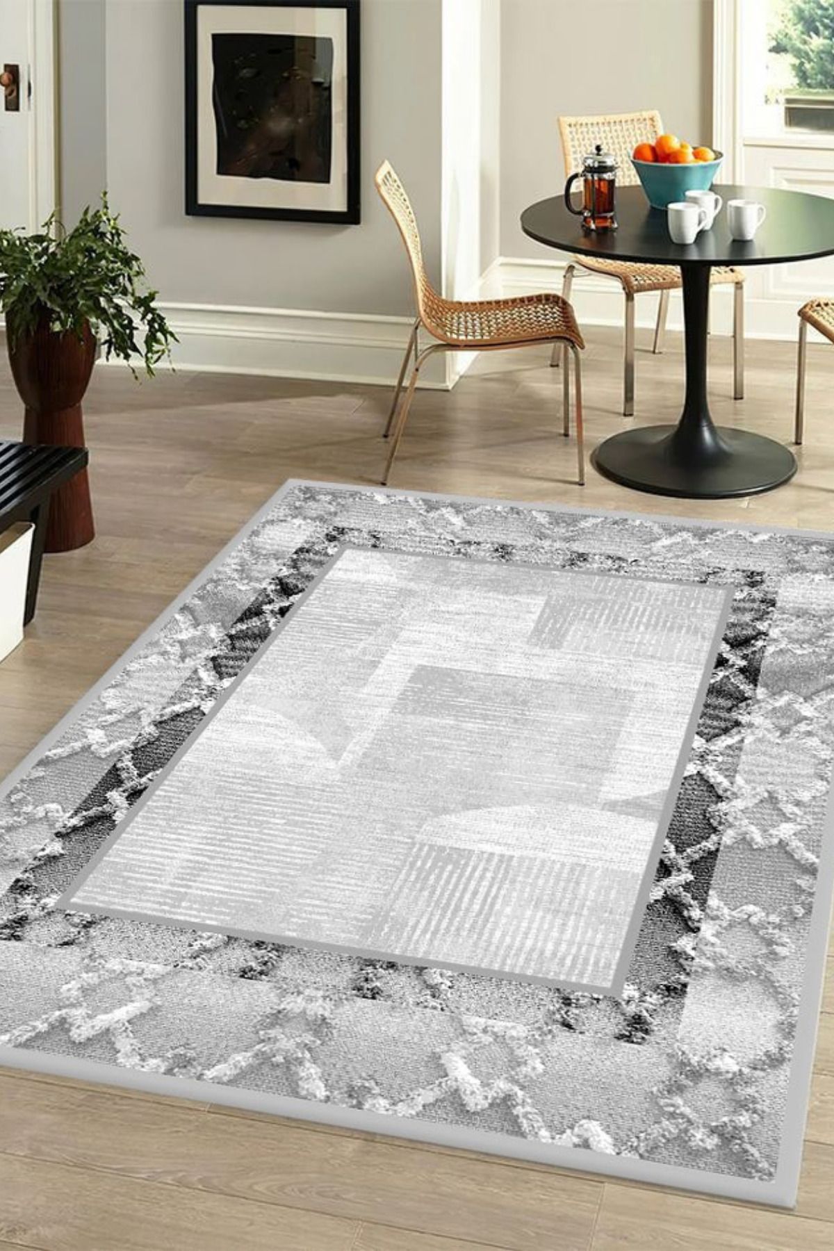 DERAS HOME Dijital Baskı Yıkanabilir Kaymaz Taban Salon Halısı Yolluk
