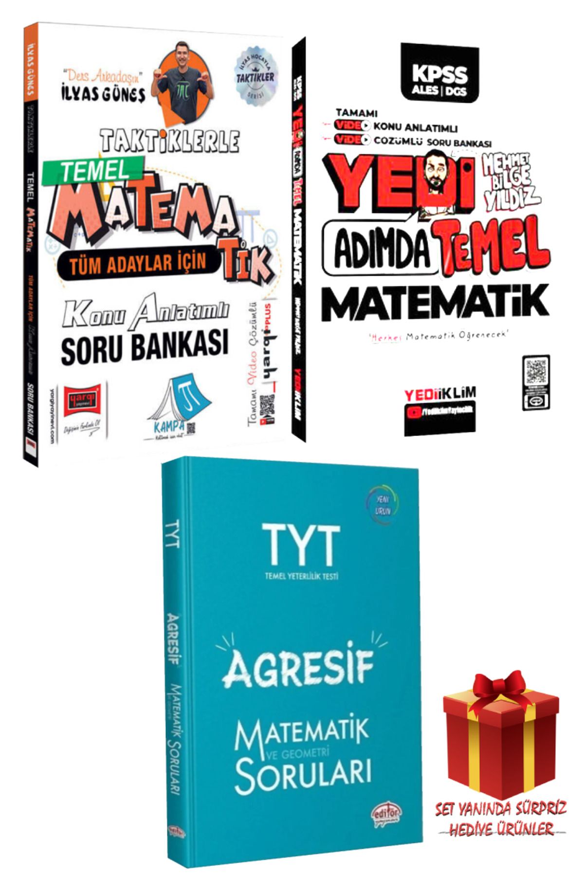 Yargı Yayınları İlyas Güneş Taktiklerle Matematik Konu Anlatımlı Soru Bankası+ Mehmet Bilge Yıldız Yedi Adımda Temel