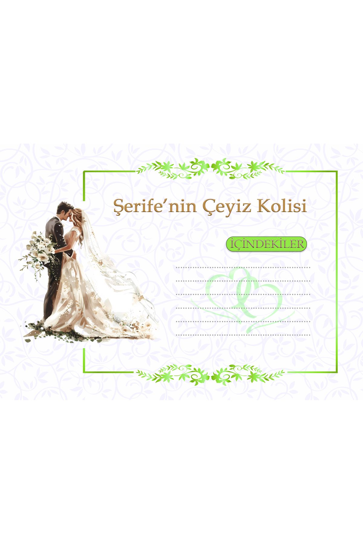 THE BIGGEST IMPACT Kişiye Özel Gelin Çeyizi Koli Etiketi Sticker A4 (10 Adet) – Renkli Kutu, Bohça, Koli etiketi