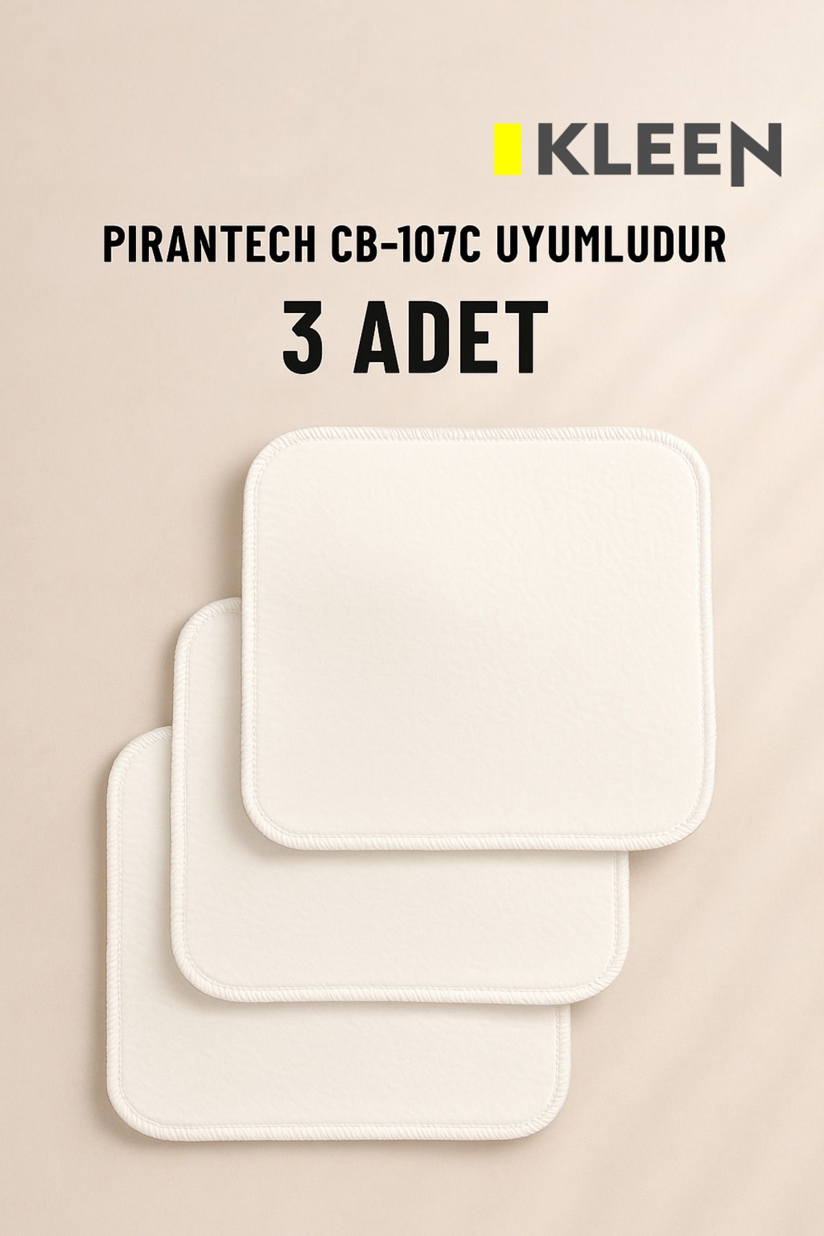 Kleen Pirantech Cb107 C Buharlı Temizlik Makinesi Uyumlu Yedek Mikrofiber Yer Bezi Seti 3 Adet