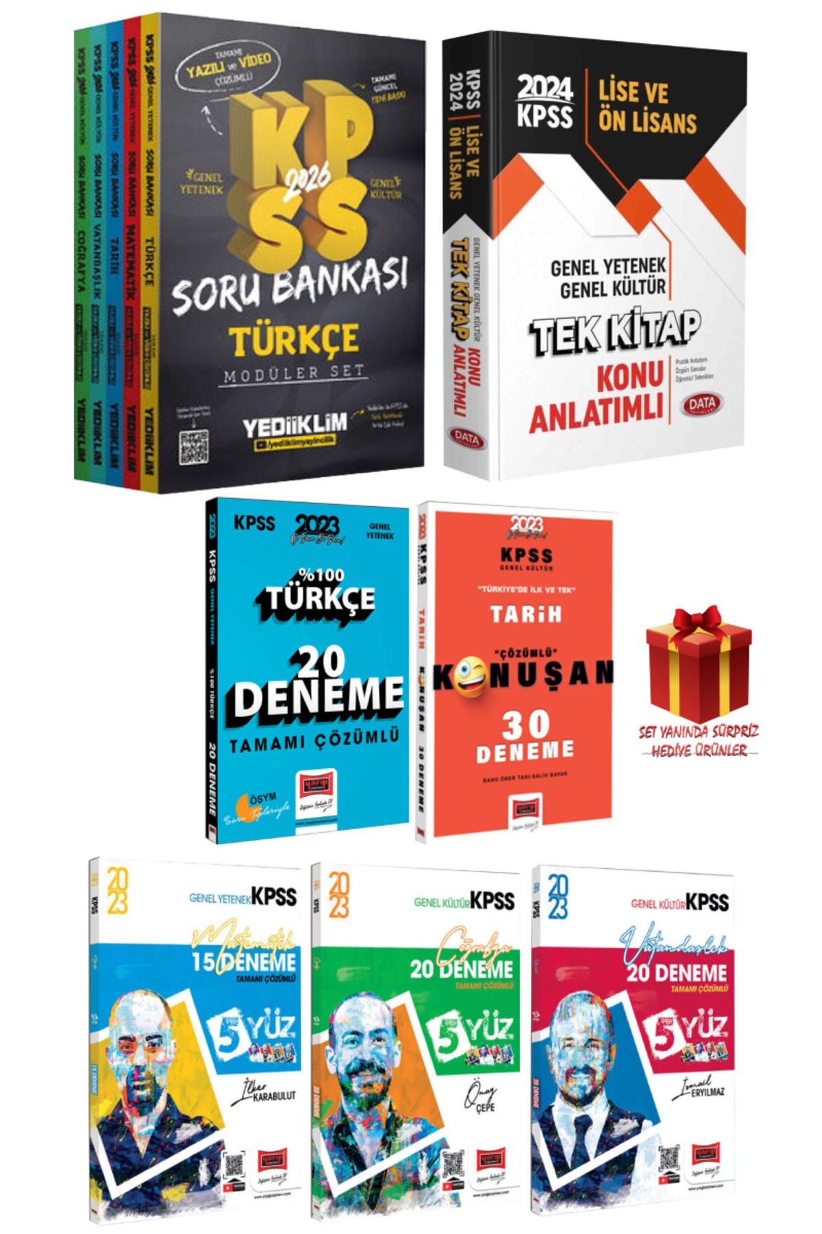 Yediiklim Yayınları 2026 KPSS Modüler Set Soru Bankası+ Data Tek Kitap Konu Anlatımlı+ Tüm Dersler Deneme Seti+ Hediye
