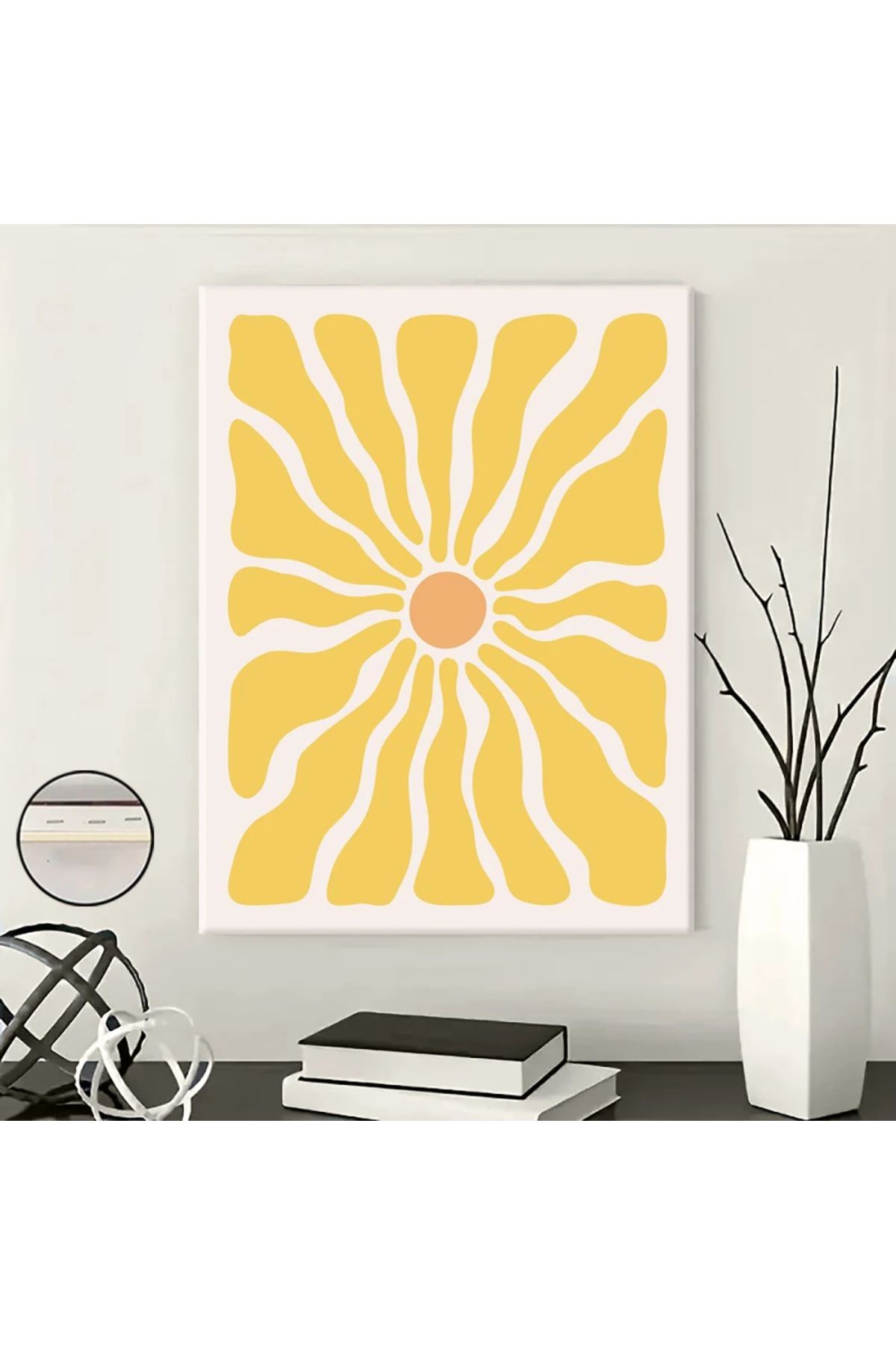 Revolver Art Store Minimalist Sarı Geometrik Şekil, Çerçevesiz Poster, İç Mekan, İlkbahar, Yaz