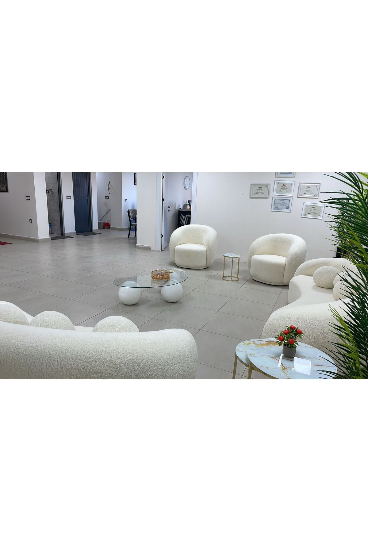 Bilgin Design Fasulye Teddy Koltuk Takımı 3+3+1+1+Sehpa Süt Beyaz