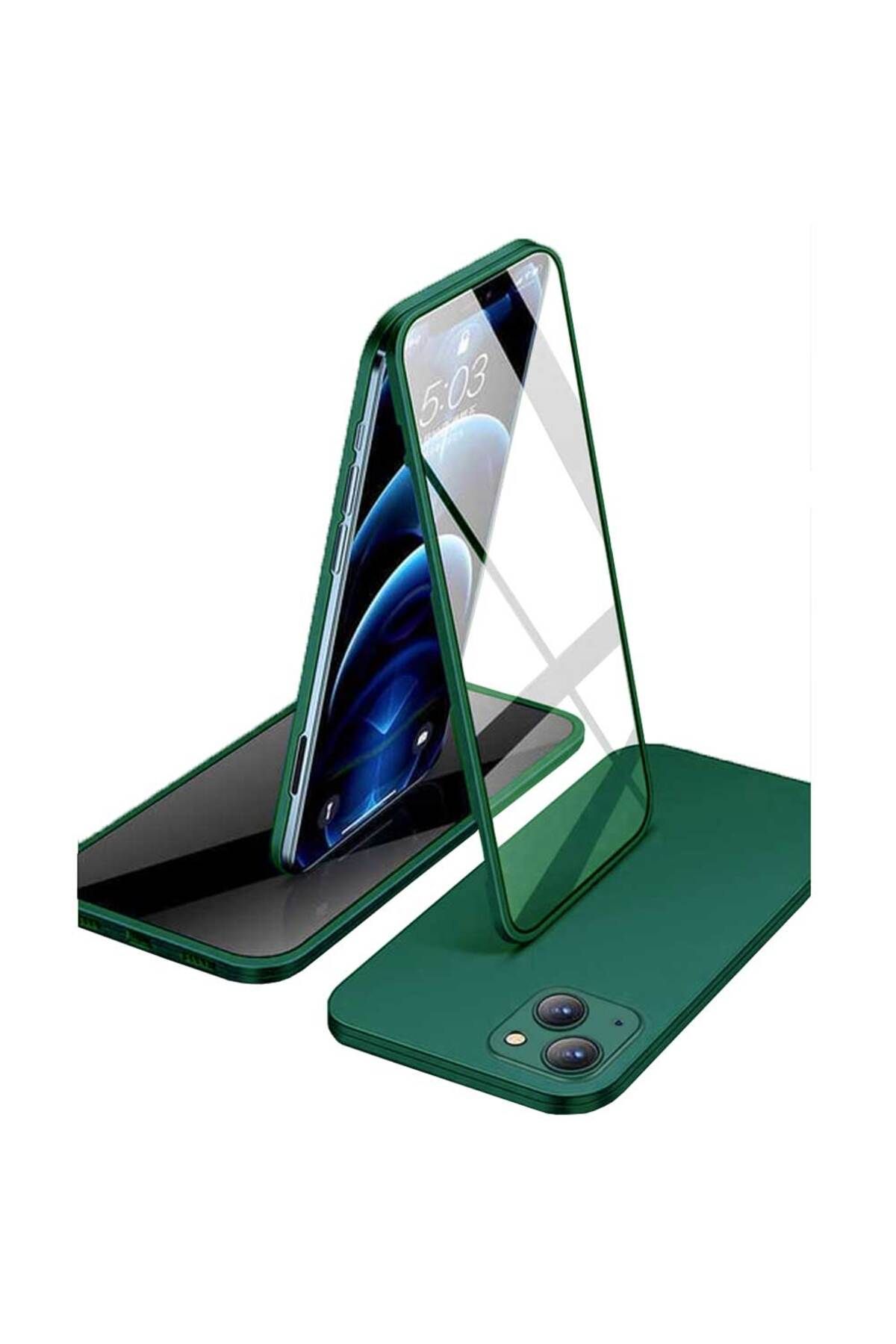 Smart Tech Apple iPhone 13 Uyumlu 360 Derece Tam Kaplayan Cam Kapak Kılıf
