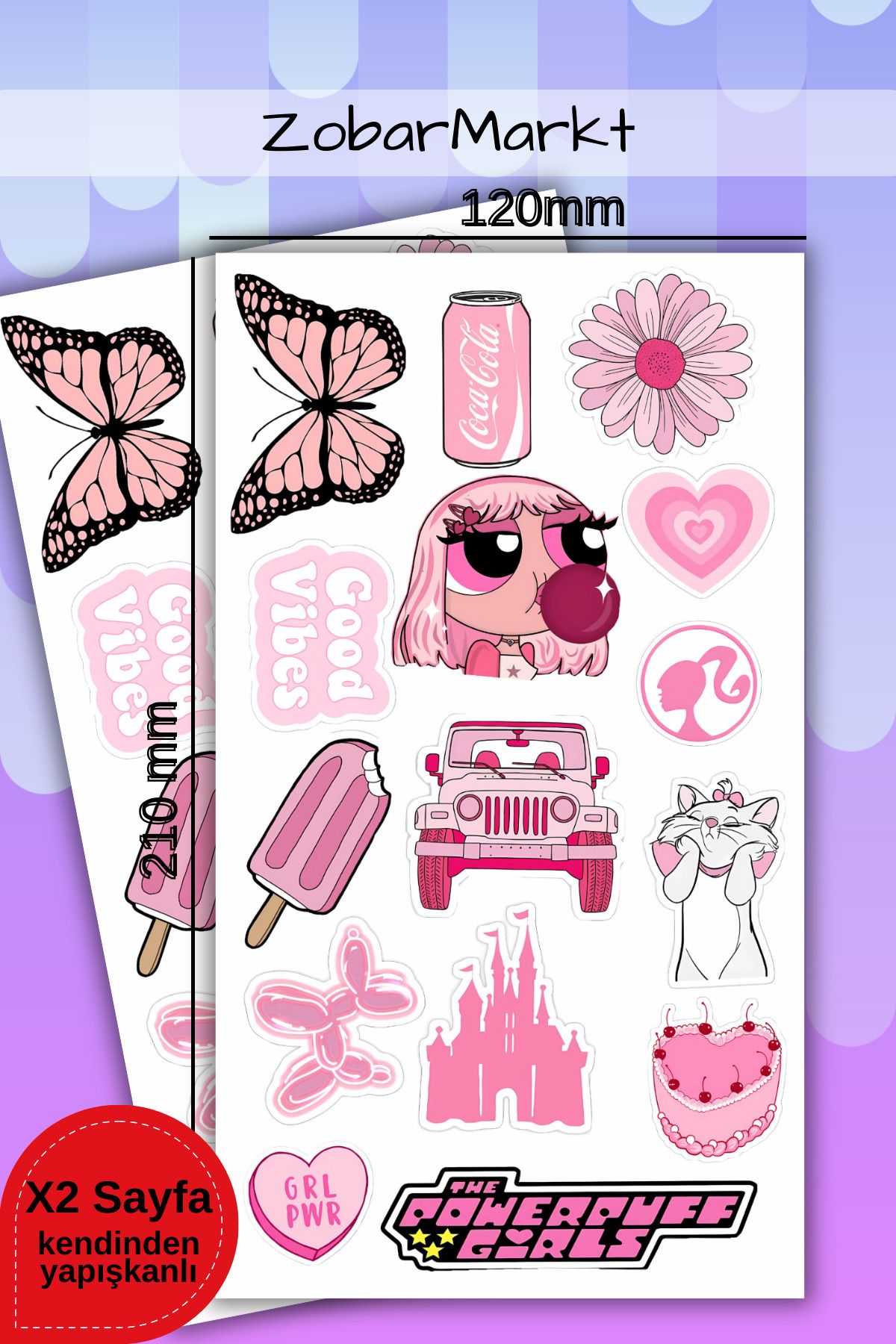 ZobarMarkt ONLINE MARKETING Pink Power Sticker Set (bullet journal- ajanda - laptop)