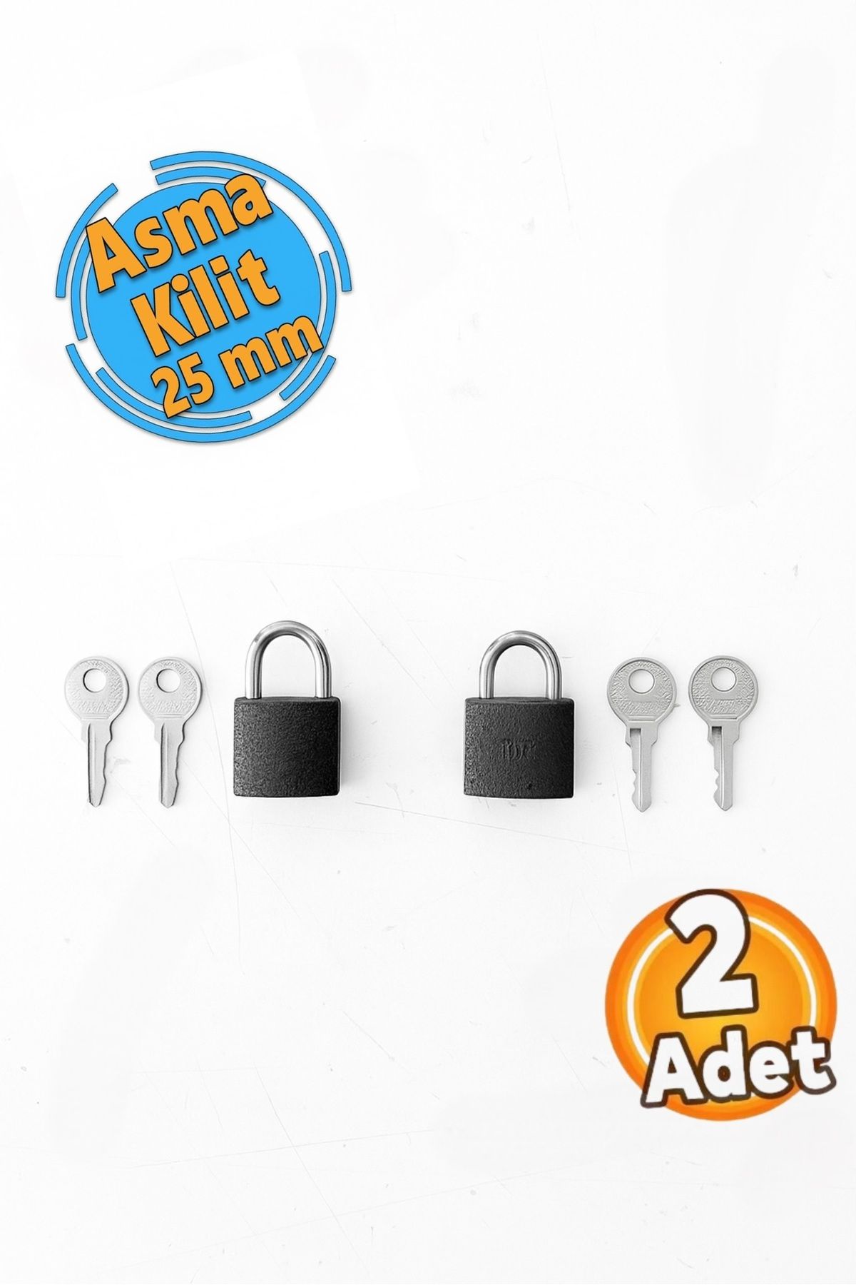 SOSIN Sosın Döküm Asma Kilit 2 Anahtarlı 25 mm (2 Adet)