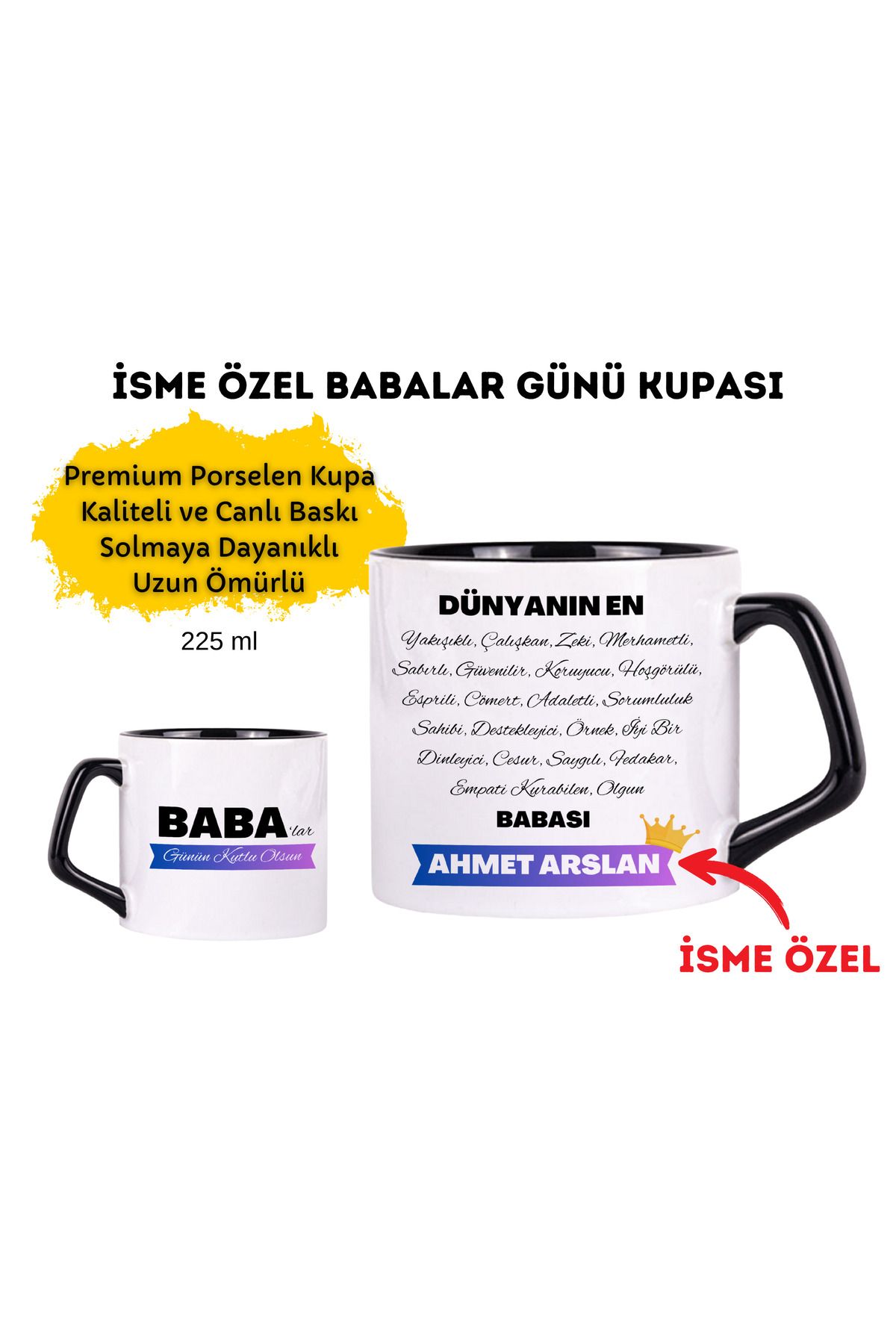 DEKOR HANEM Babalar Günü Temalı İsme Özel Kupa Bardak / Dünyanın En.. Babası