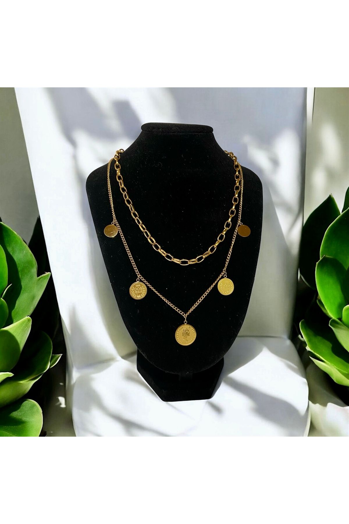 Velora Jewelry Çelik çoklu madalyon kolye