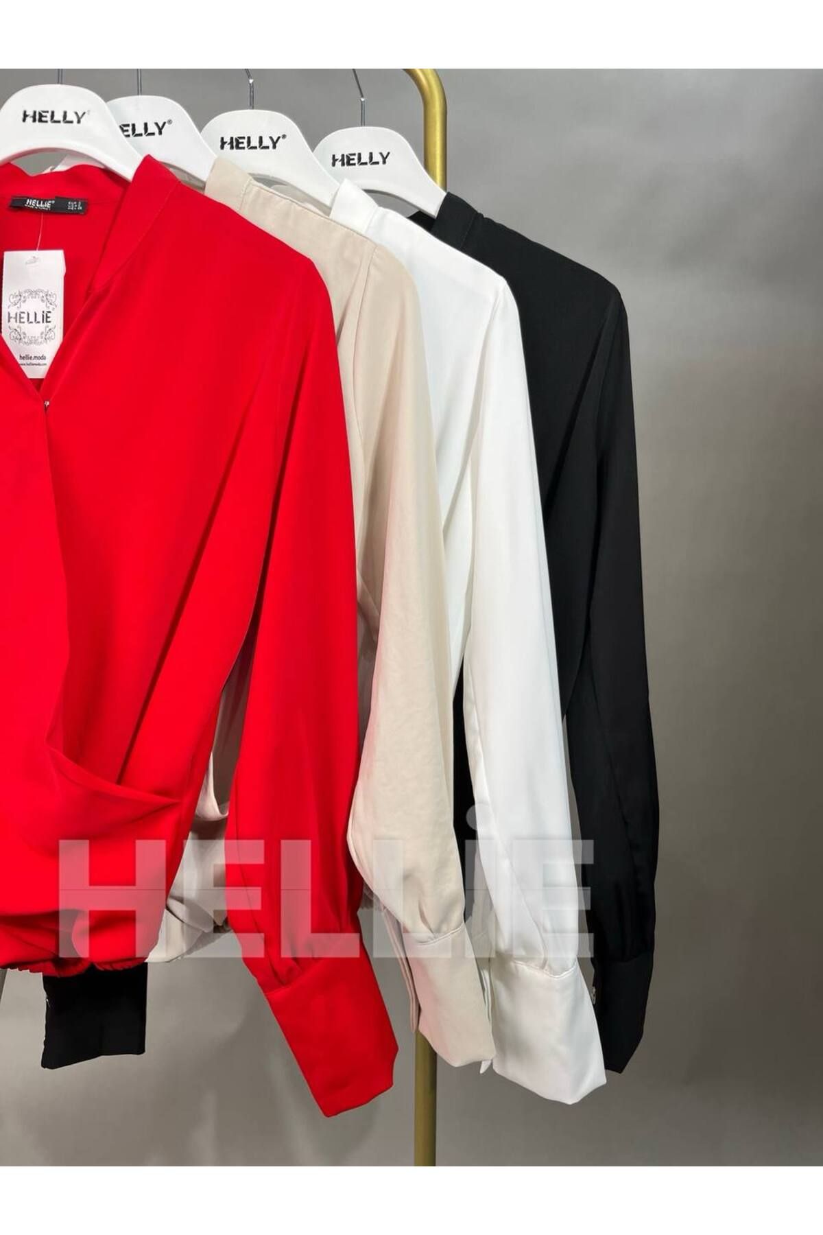 HELLİE Kadın Drape Ön Detaylı Uzun Kollu Gömlek Bluz