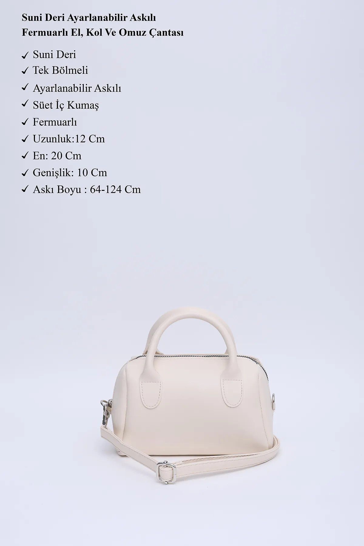 LİZZY BAG Siyah Suni Deri Tek Bölmeli Fermuarlı Ayarlanabilir Askılı El, Kol ve Omuz Çantası E:20 U:12