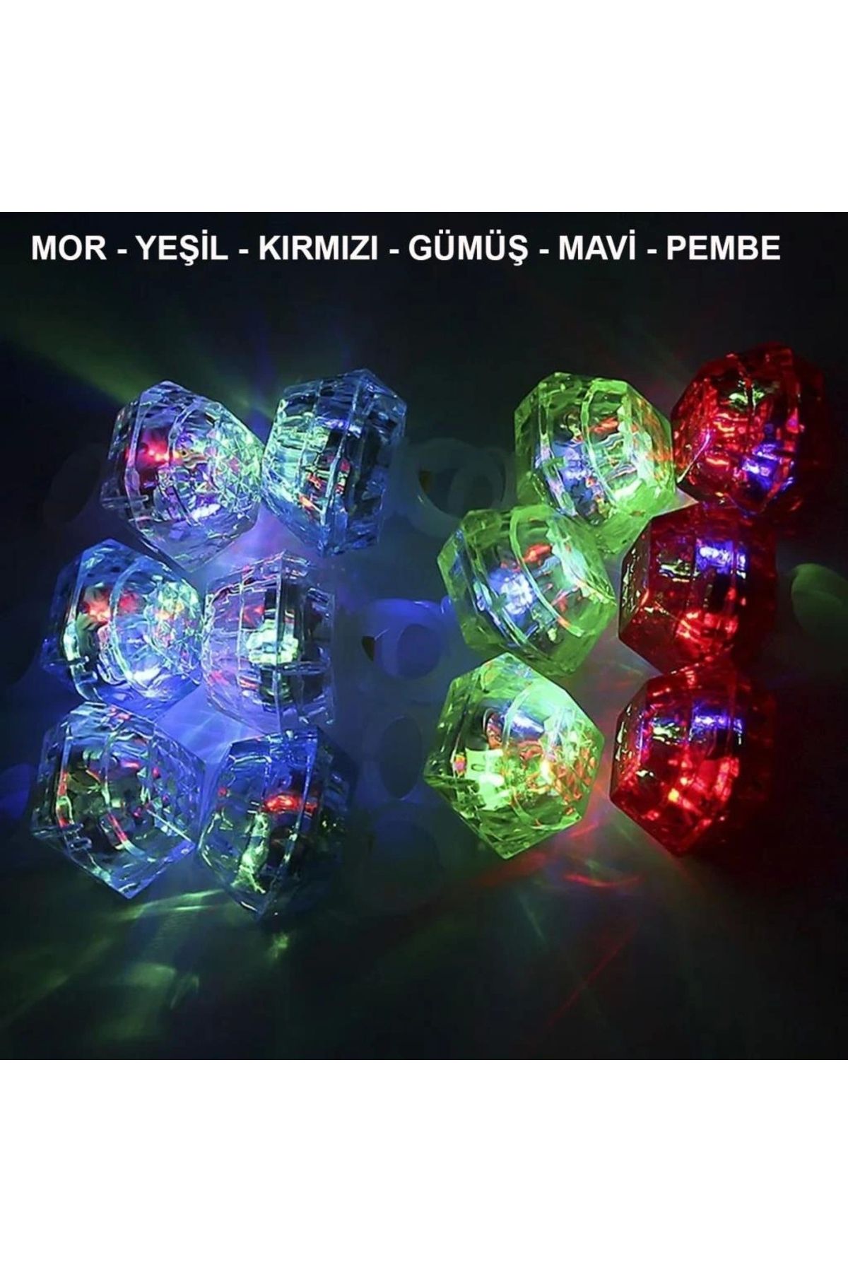 OurStyles Kristal LED Parti Yüzük Seti (6'lı)