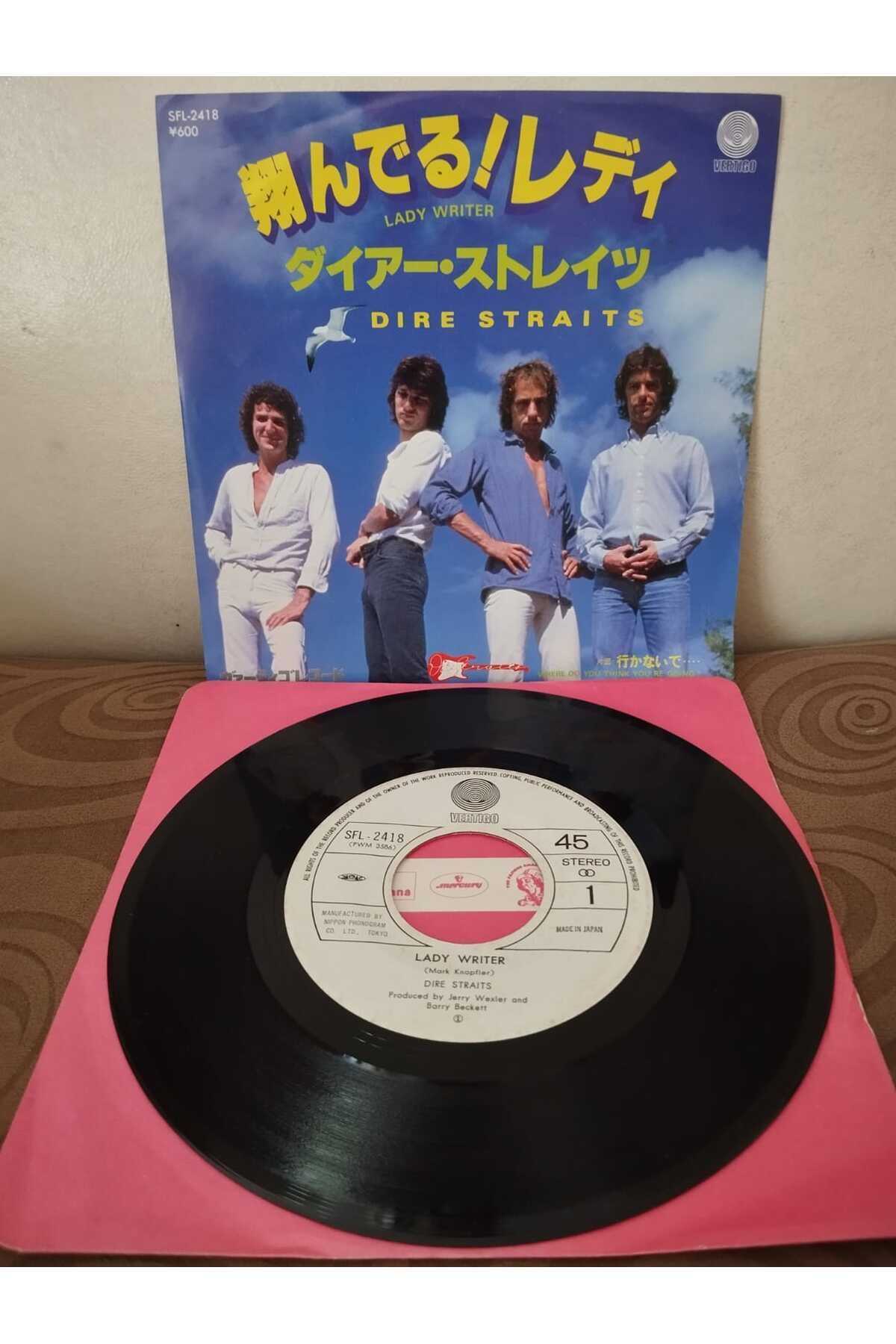 Plakperest Dire Straits – Lady Writer - 1979 Japonya Basım 45lik Plak-2.El