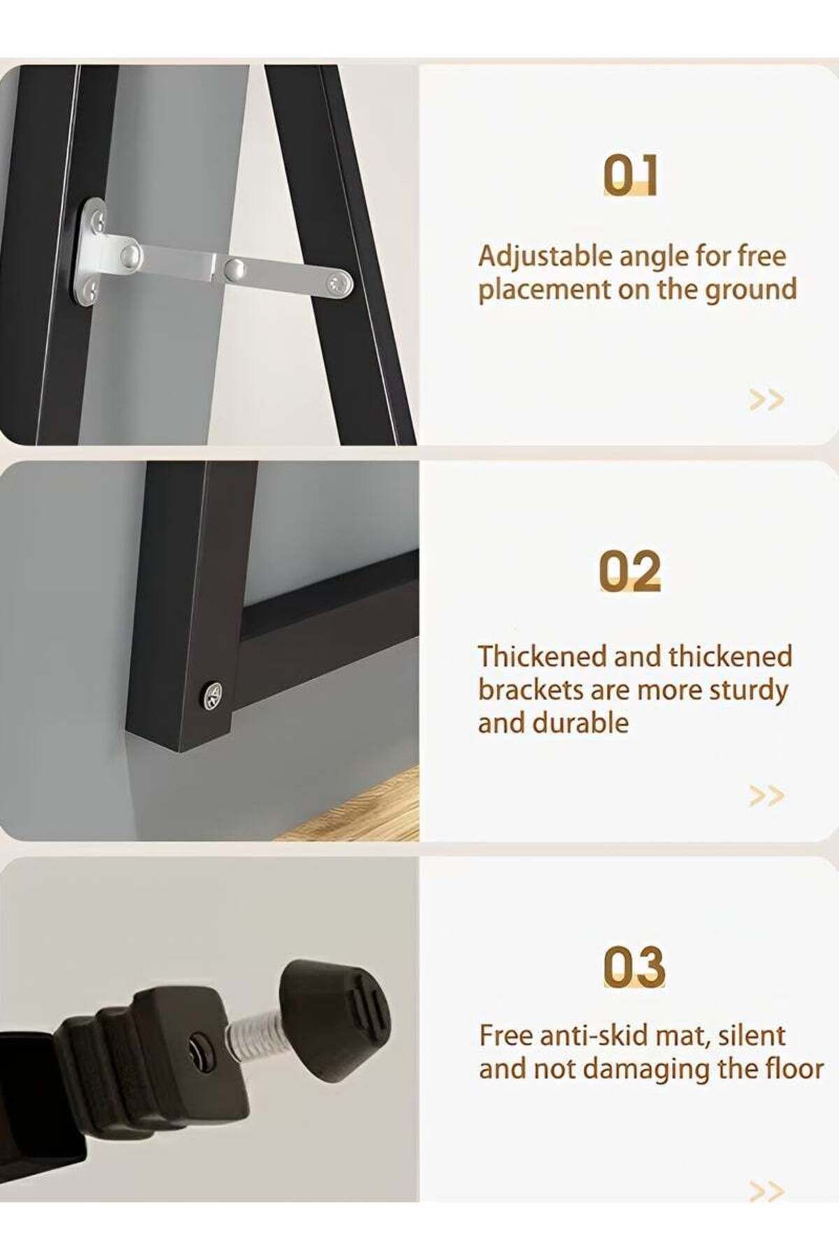 Taimi-Full Length Cloud Standing Mirror with Gold Frame and Tempered Glass for Wall and Floor 185x80cm 4