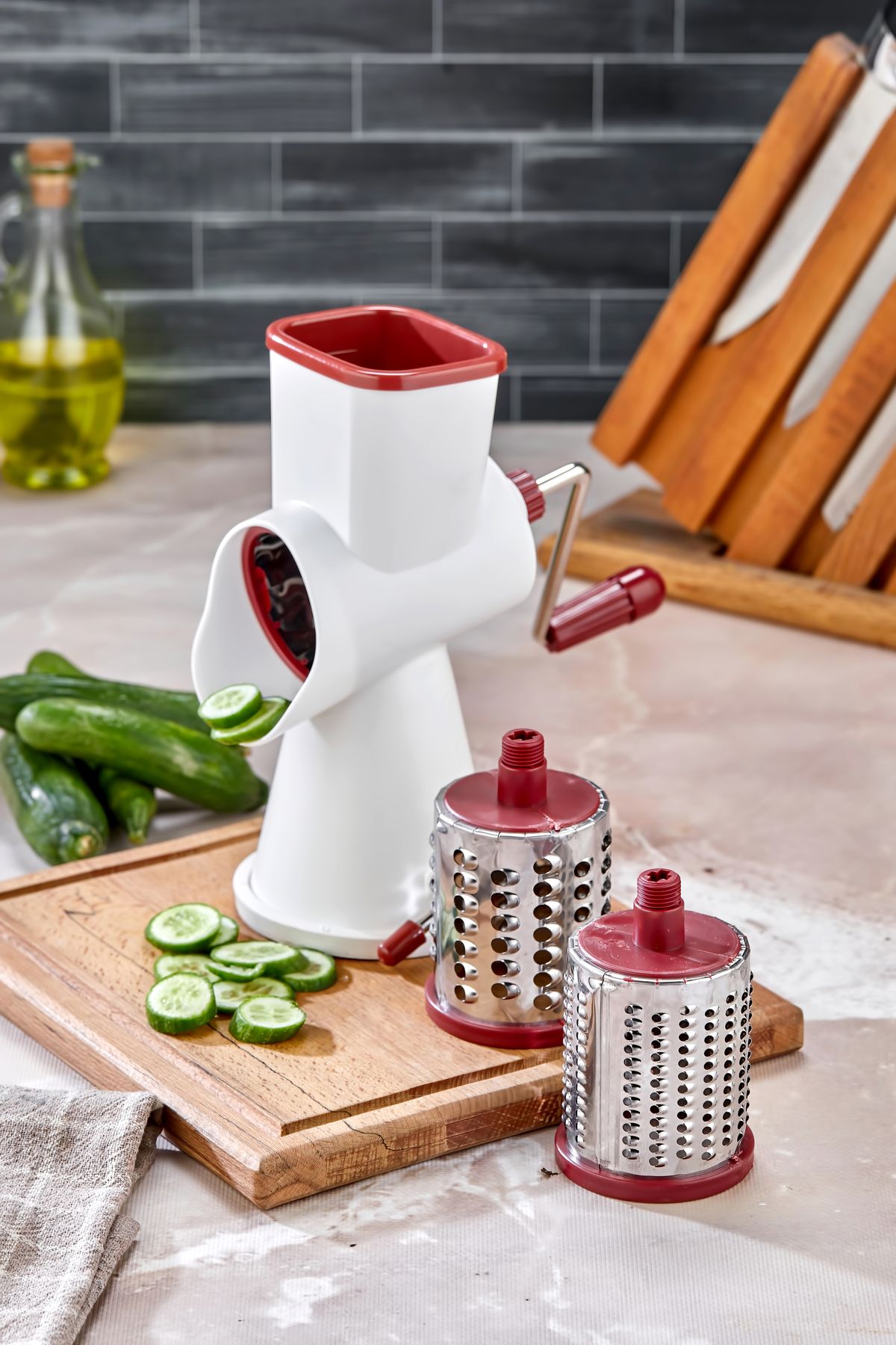 Cooker 3 Başlıklı Çevirmeli Rende – Çok Fonksiyonlu Mutfak Aleti