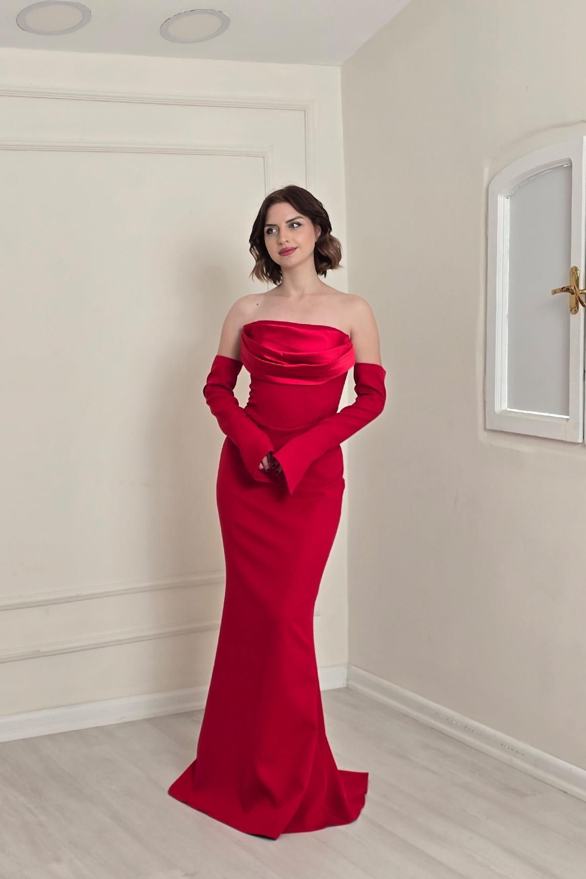 Yonca Moda Evi Kırmızı Alya Abiye 0702