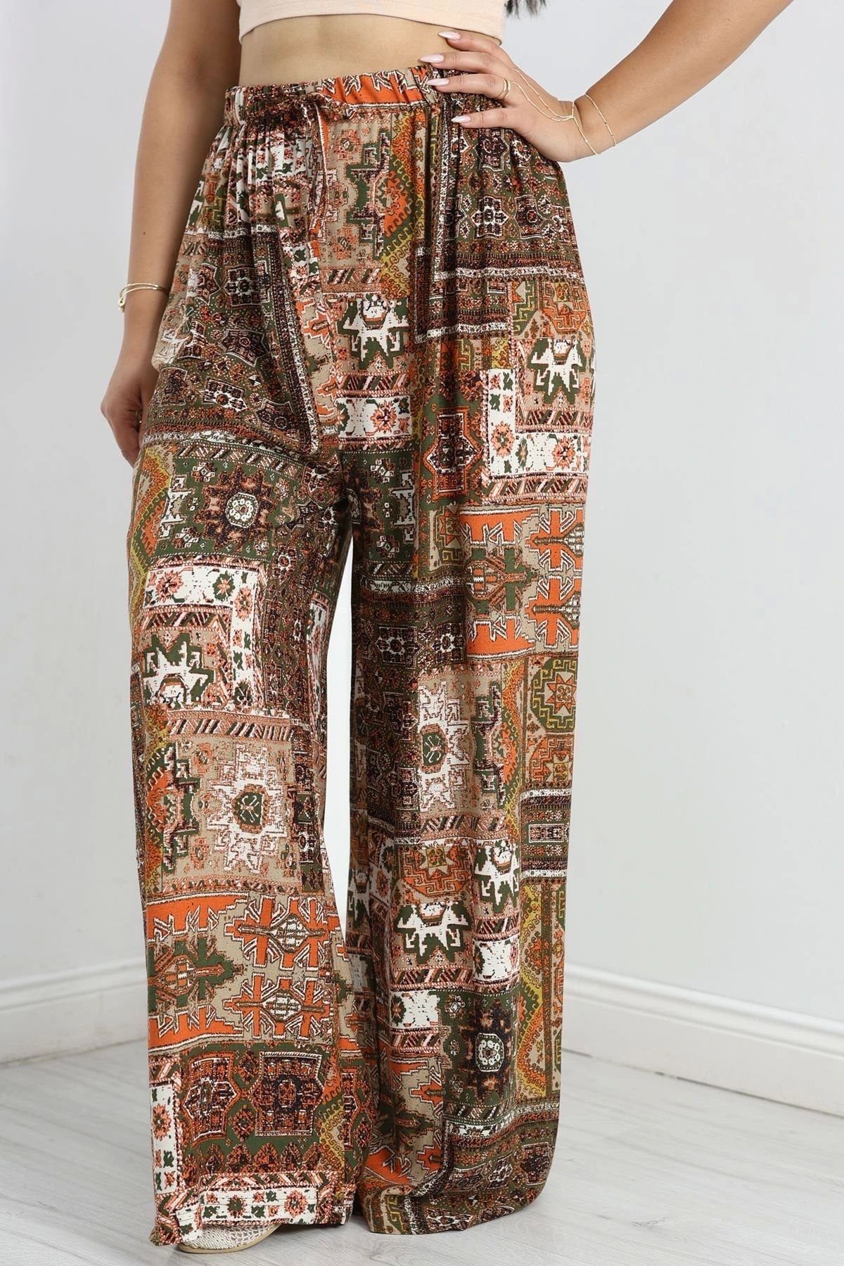 OurStyles Battal Dokuma Viskon Yürüyüş Pantolonu Hakibordo - 70337.701.
